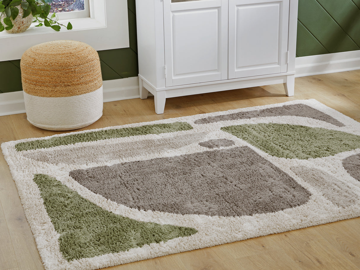 Furniture City - MS - Ashley Furniture - Anburgh Rug - Medium Rug / Green/Gray/Ivory - R407352