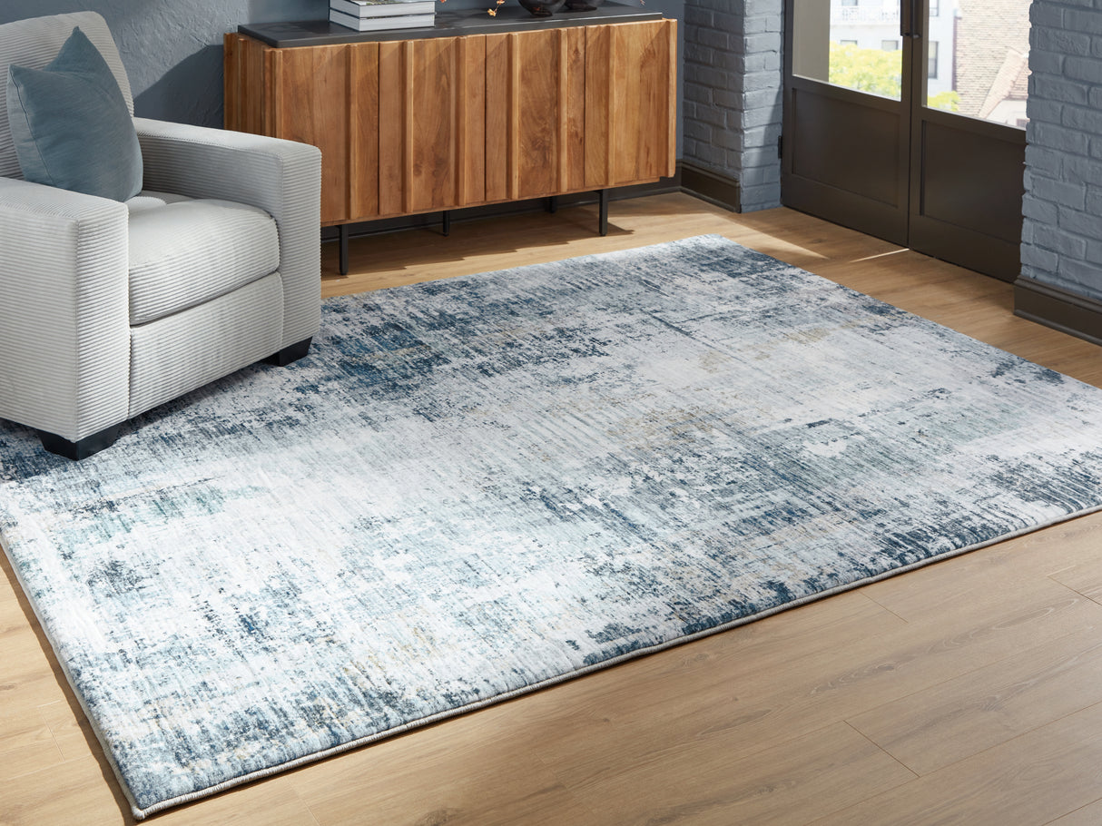 Furniture City - MS - Ashley Furniture - Arlenmont Rug - 7'6" x 9'6" Area Rug / Blue/White/Brown - R407481