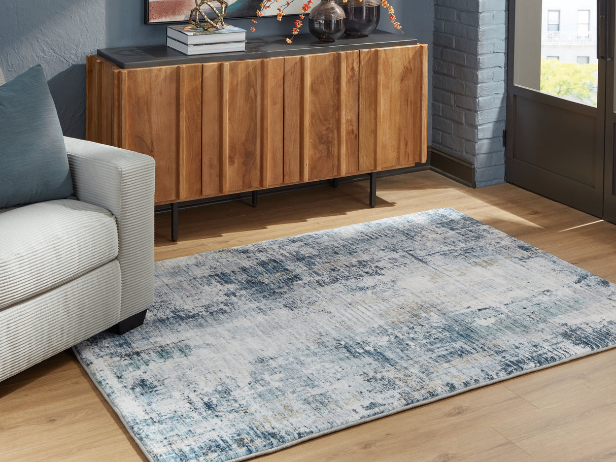 Furniture City - MS - Ashley Furniture - Arlenmont Rug - 5' x 7' Area Rug / Blue/White/Brown - R407482
