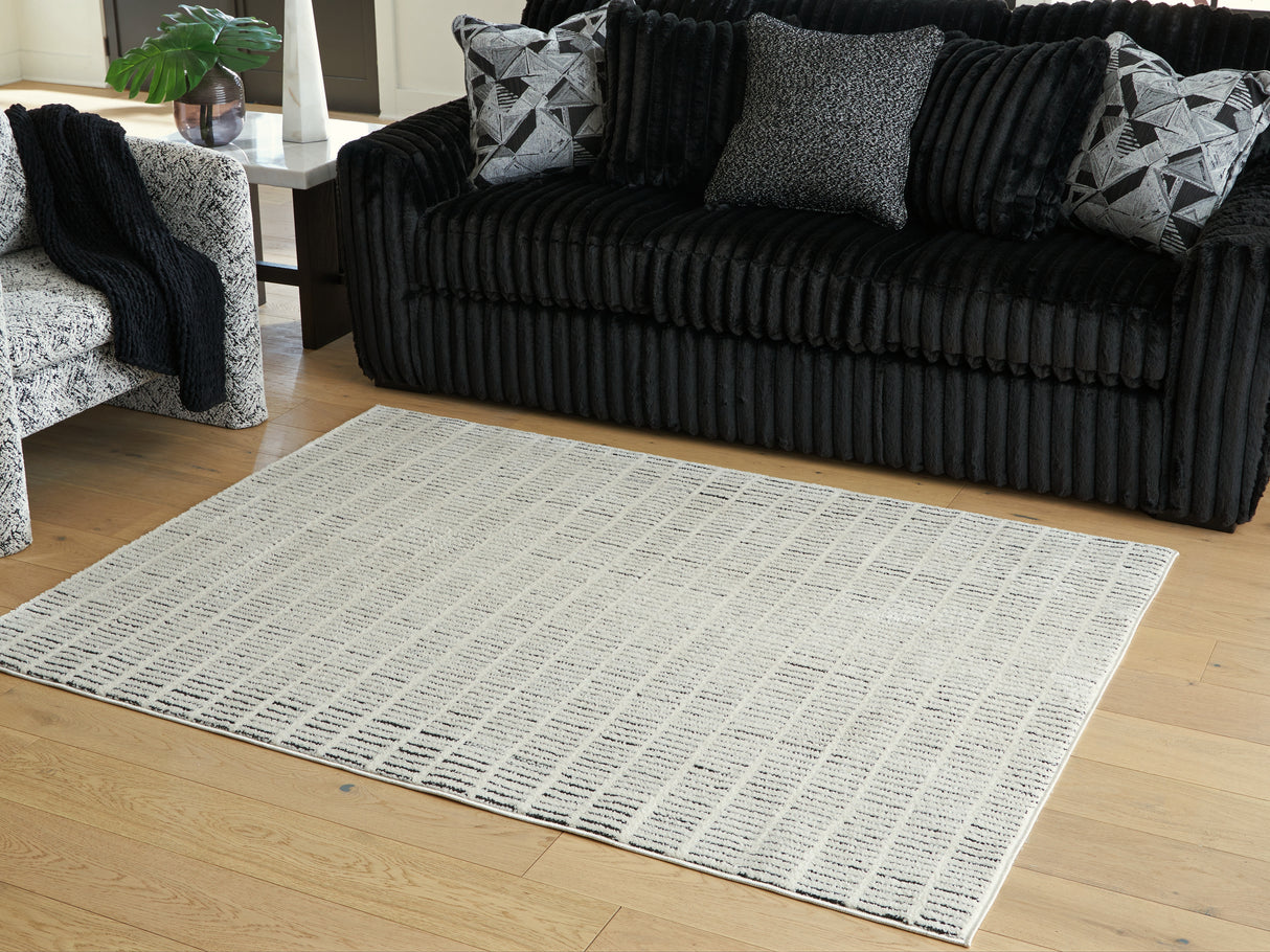 Furniture City - MS - Ashley Furniture - Turinwith Rug - 5'3" x 7' Area Rug / Ivory/Black - R407552