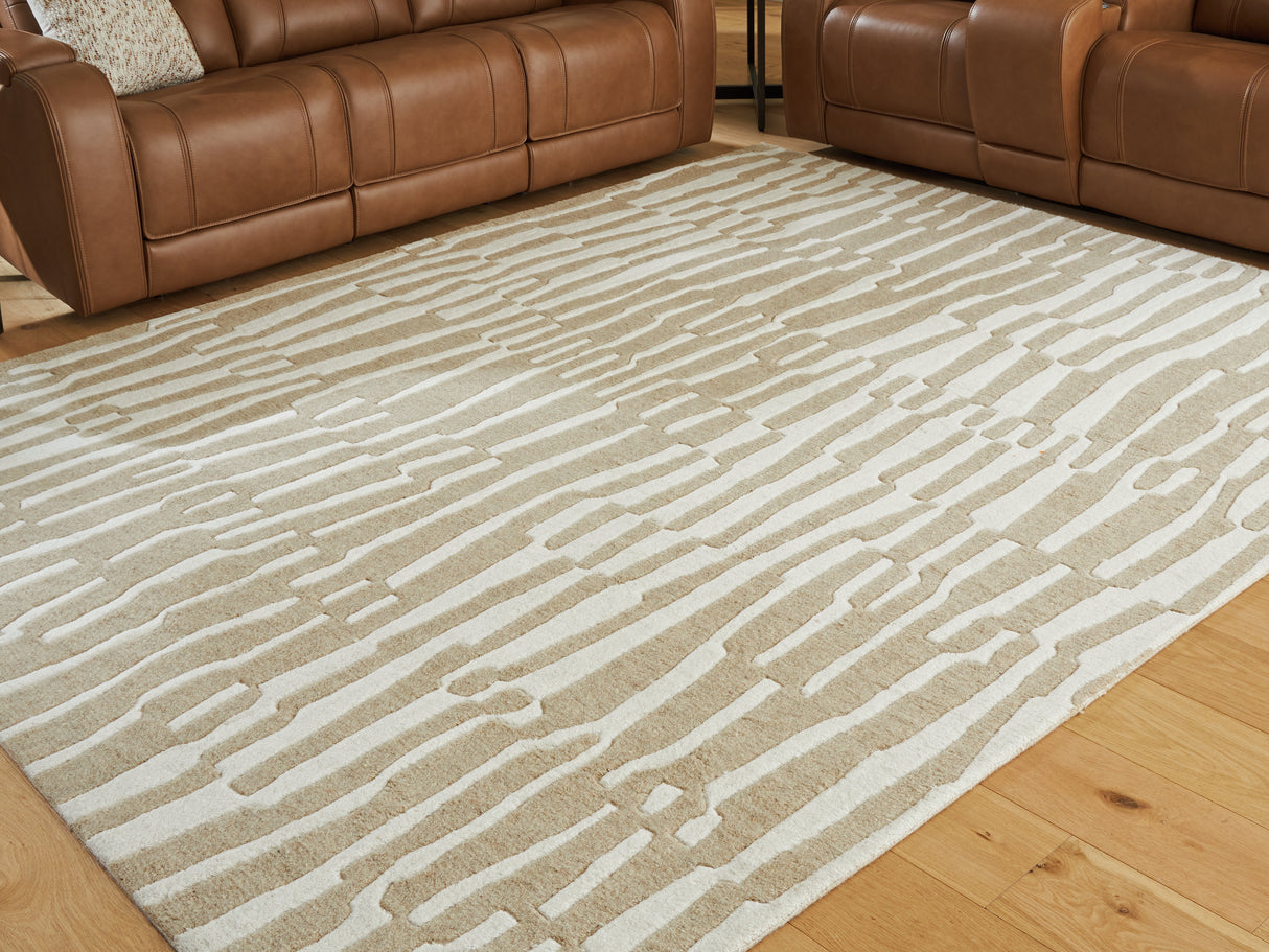 Furniture City - MS - Ashley Furniture - Corrbell Rug - 7'8" x 10' Area Rug / Beige/White - R407631