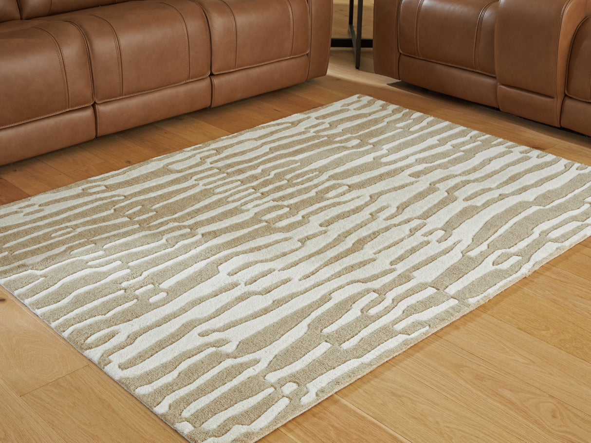 Furniture City - MS - Ashley Furniture - Corrbell Rug - 7'8" x 10' Area Rug / Beige/White - R407631