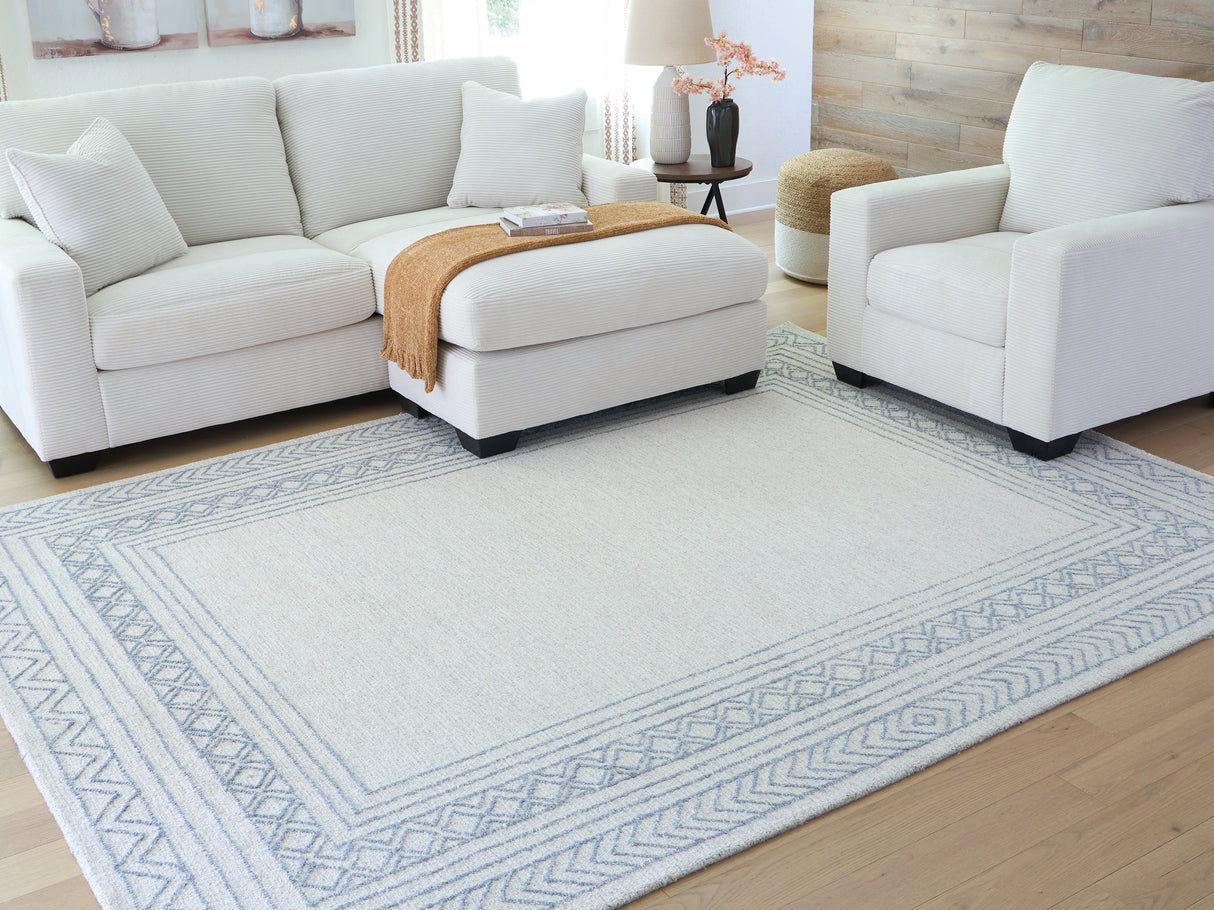 Furniture City - MS - Ashley Furniture - Azelhurst Rug - 5' x 7' Area Rug / Blue/Ivory/Gray - R407852