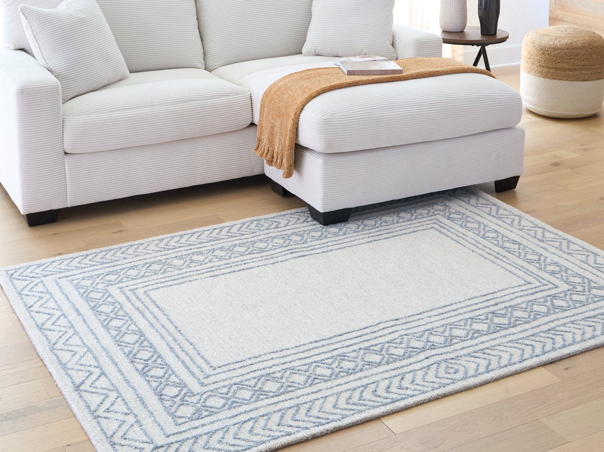 Furniture City - MS - Ashley Furniture - Azelhurst Rug - 5' x 7' Area Rug / Blue/Ivory/Gray - R407852