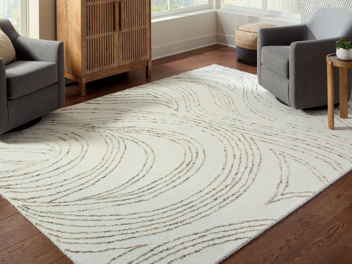 Furniture City - MS - Ashley Furniture - Deenbury Rug - 5' x 7' Area Rug / Ivory/Green/Brown - R407862