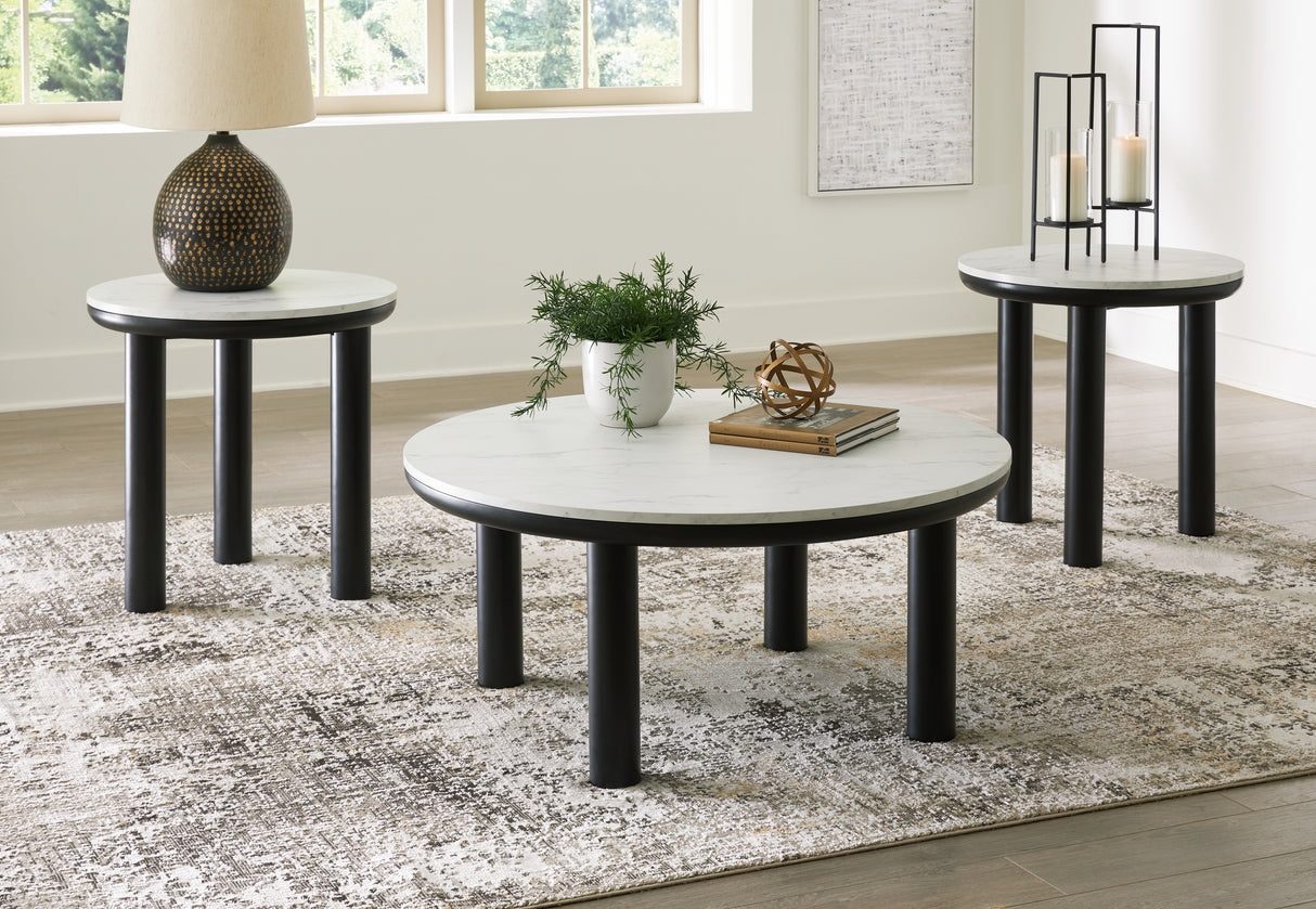 Furniture City - MS - Ashley Furniture - Xandrum Table (Set of 3) - Occasional Table Set (3/CN) / Black/White - T159-13