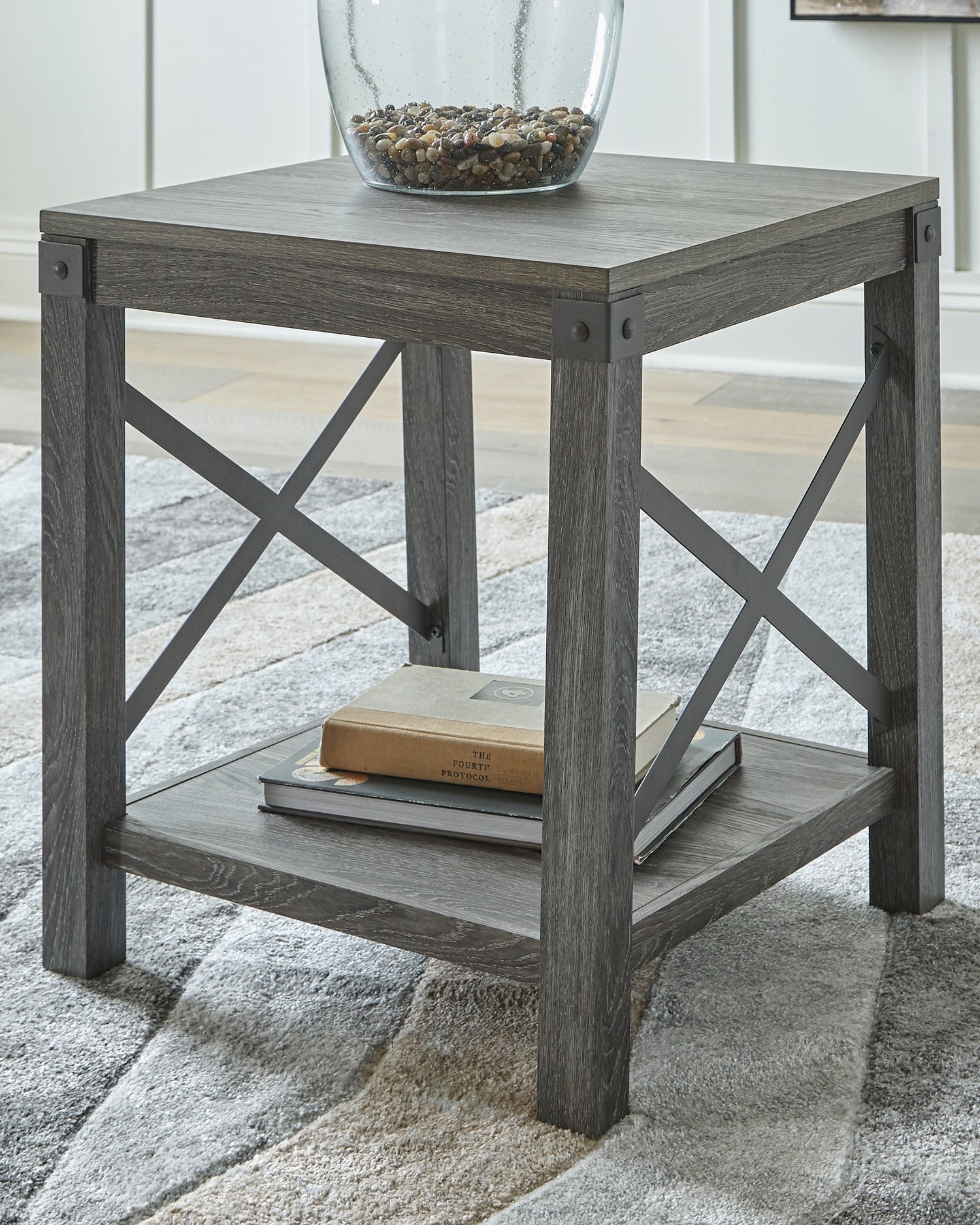 Furniture City - MS - Ashley Furniture - Freedan End Table - Square End Table / Grayish Brown - T175-2