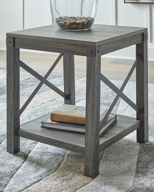 Furniture City - MS - Ashley Furniture - Freedan End Table - Square End Table / Grayish Brown - T175-2