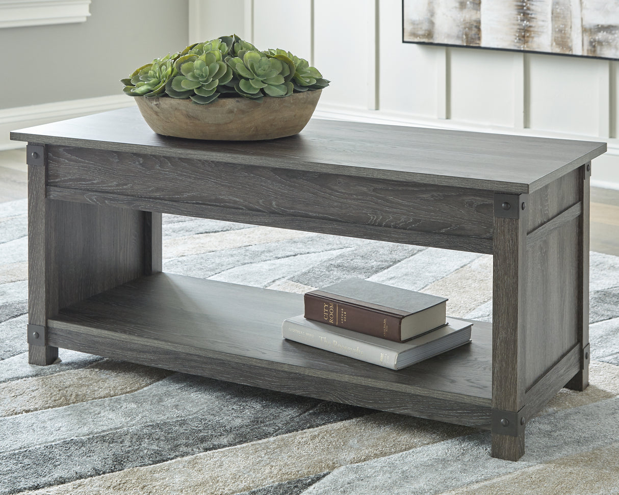 Furniture City - MS - Ashley Furniture - Freedan Lift-Top Coffee Table - Rect Lift Top Cocktail Table / Grayish Brown - T175-9