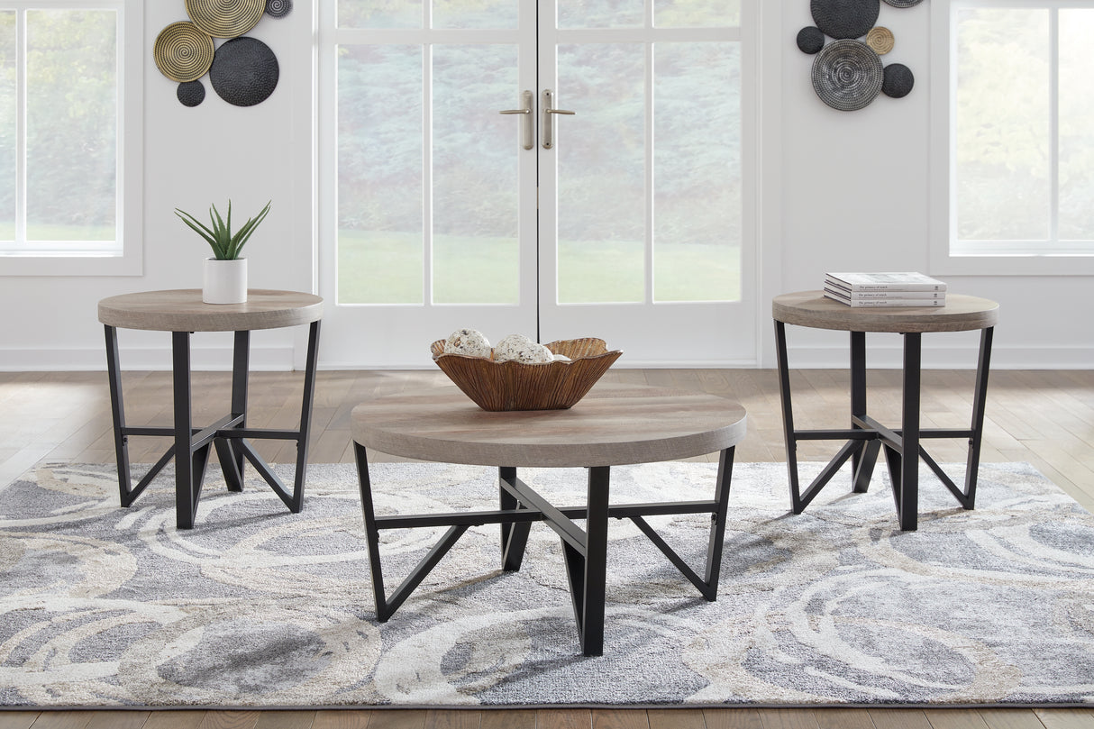 Furniture City - MS - Ashley Furniture - Deanlee Table (Set of 3) - Occasional Table Set (3/CN) / Grayish Brown/Black - T235-13
