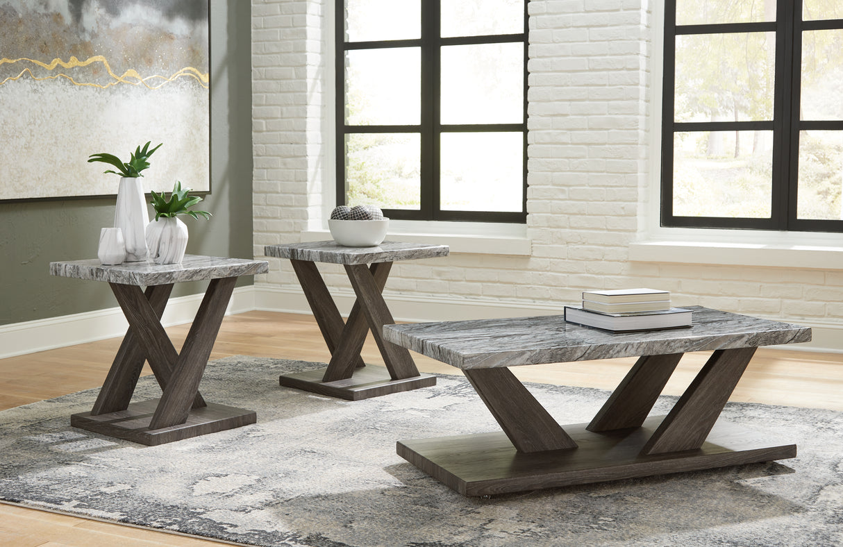 Furniture City - MS - Ashley Furniture - Bensonale Table (Set of 3) - Occasional Table Set (3/CN) / Brown/Gray - T400-13