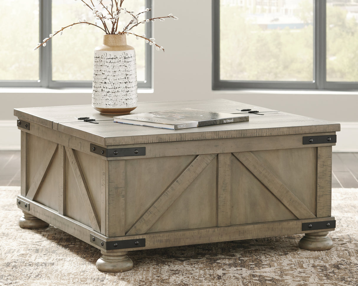 Furniture City - MS - Ashley Furniture - Aldwin Coffee Table With Storage - Cocktail Table with Storage / Gray - T457-20