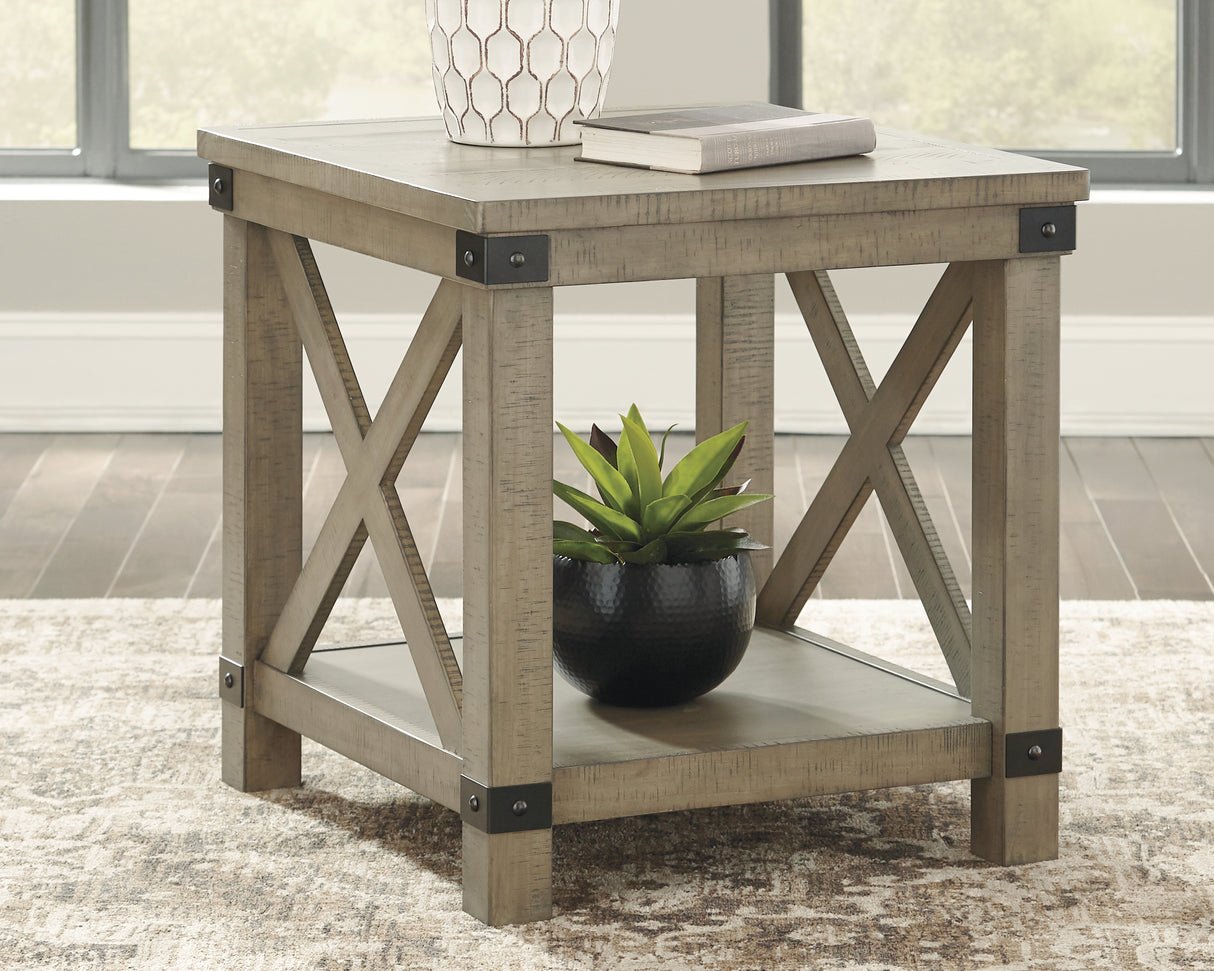Furniture City - MS - Ashley Furniture - Aldwin End Table - Rectangular End Table / Gray - T457-3