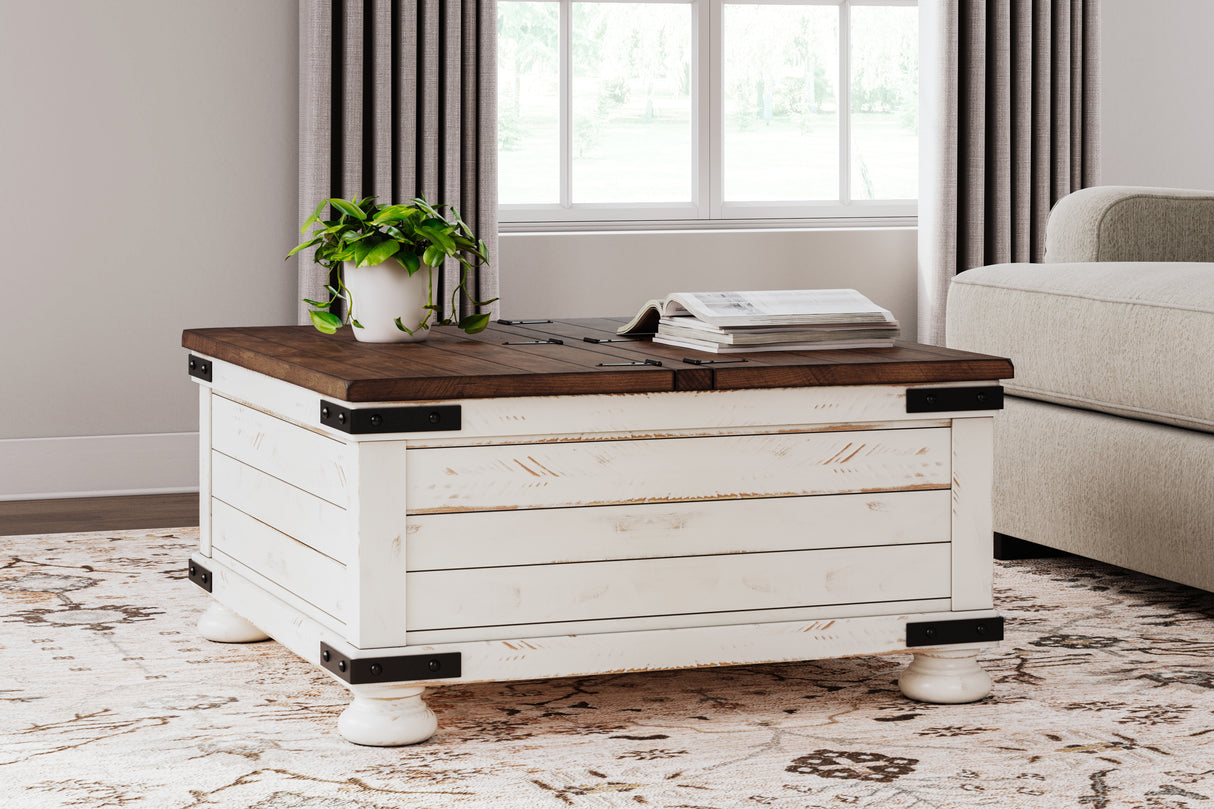 Furniture City - MS - Ashley Furniture - Wystfield Coffee Table - Cocktail Table with Storage / White/Brown - T459-20