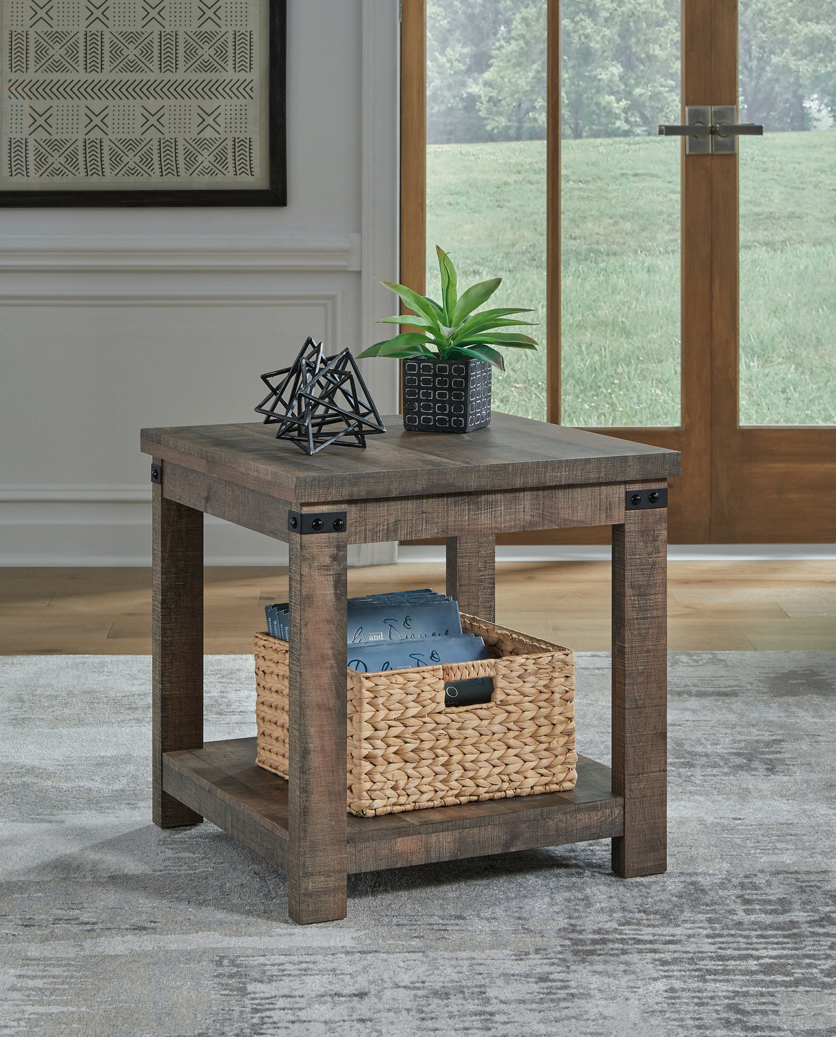 Furniture City - MS - Ashley Furniture - Hollum End Table - Square End Table / Rustic Brown - T466-2