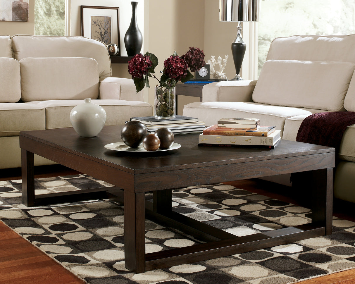 Furniture City - MS - Ashley Furniture - Watson Coffee Table - Rectangular Cocktail Table / Dark Brown - T481-1