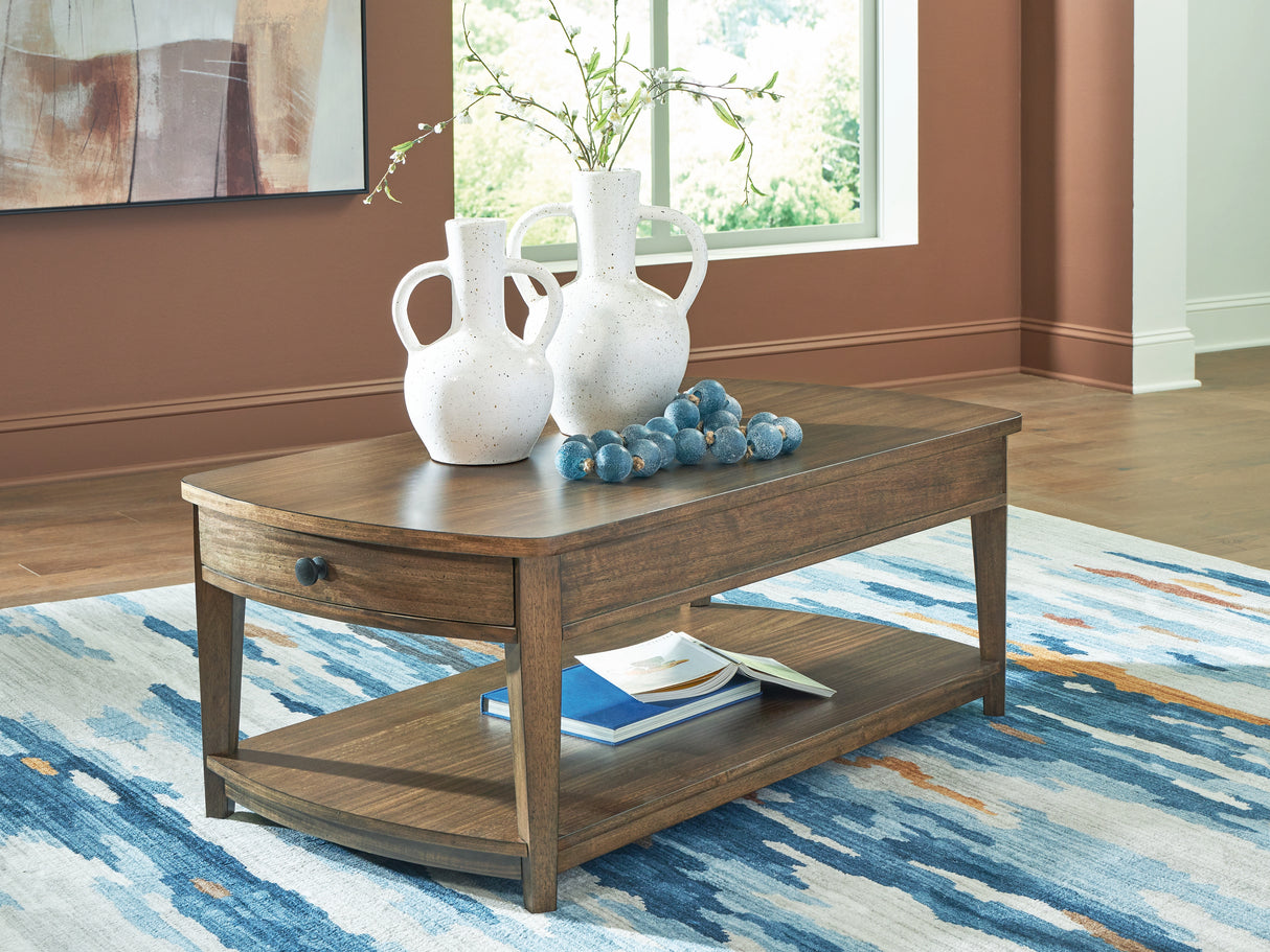 Furniture City - MS - Ashley Furniture - Burkbyer Coffee Table - Rectangular Cocktail Table / Brown - T513-1