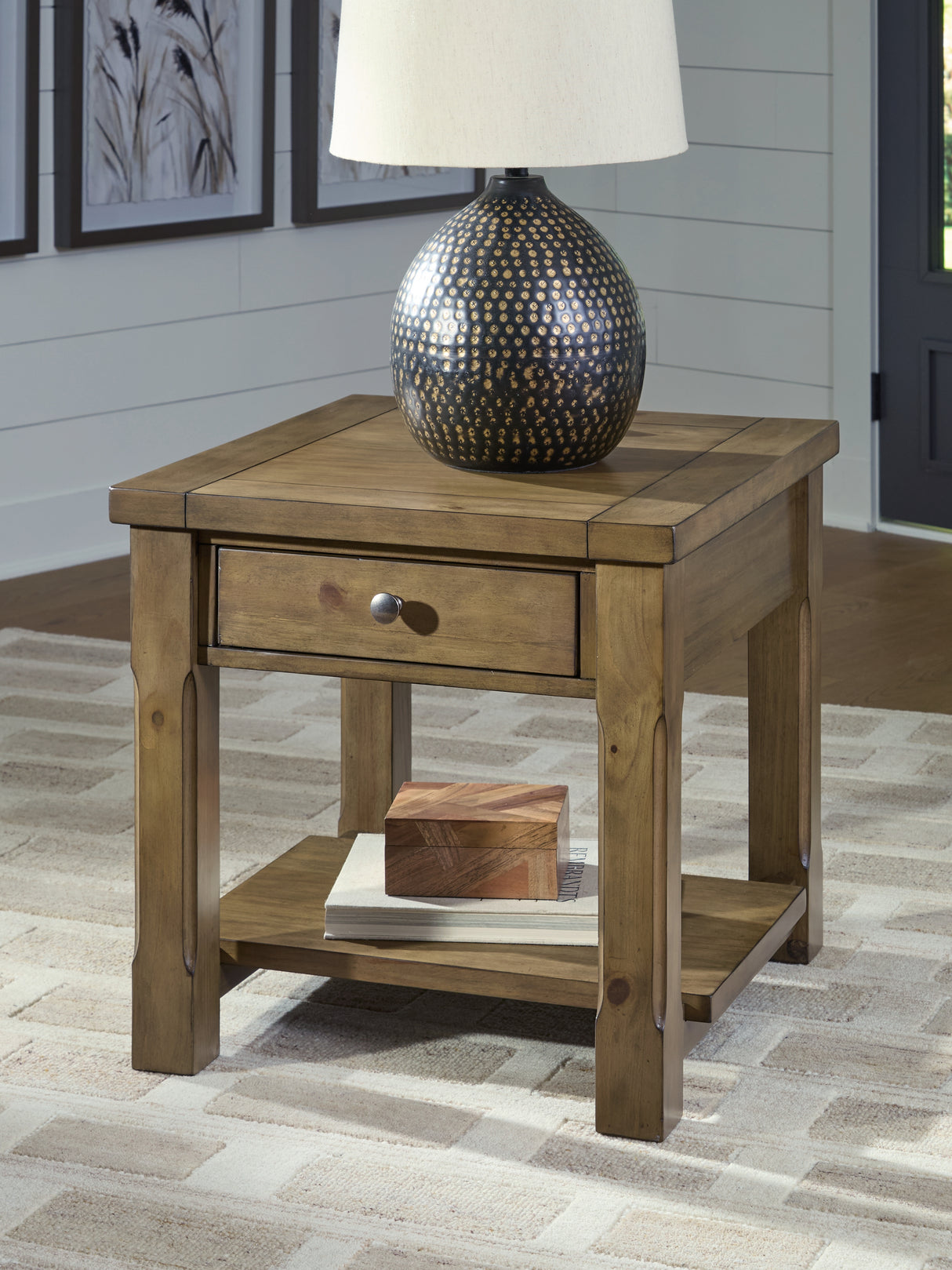 Furniture City - MS - Ashley Furniture - Vandenmore End Table - Rectangular End Table / Medium Brown - T539-3