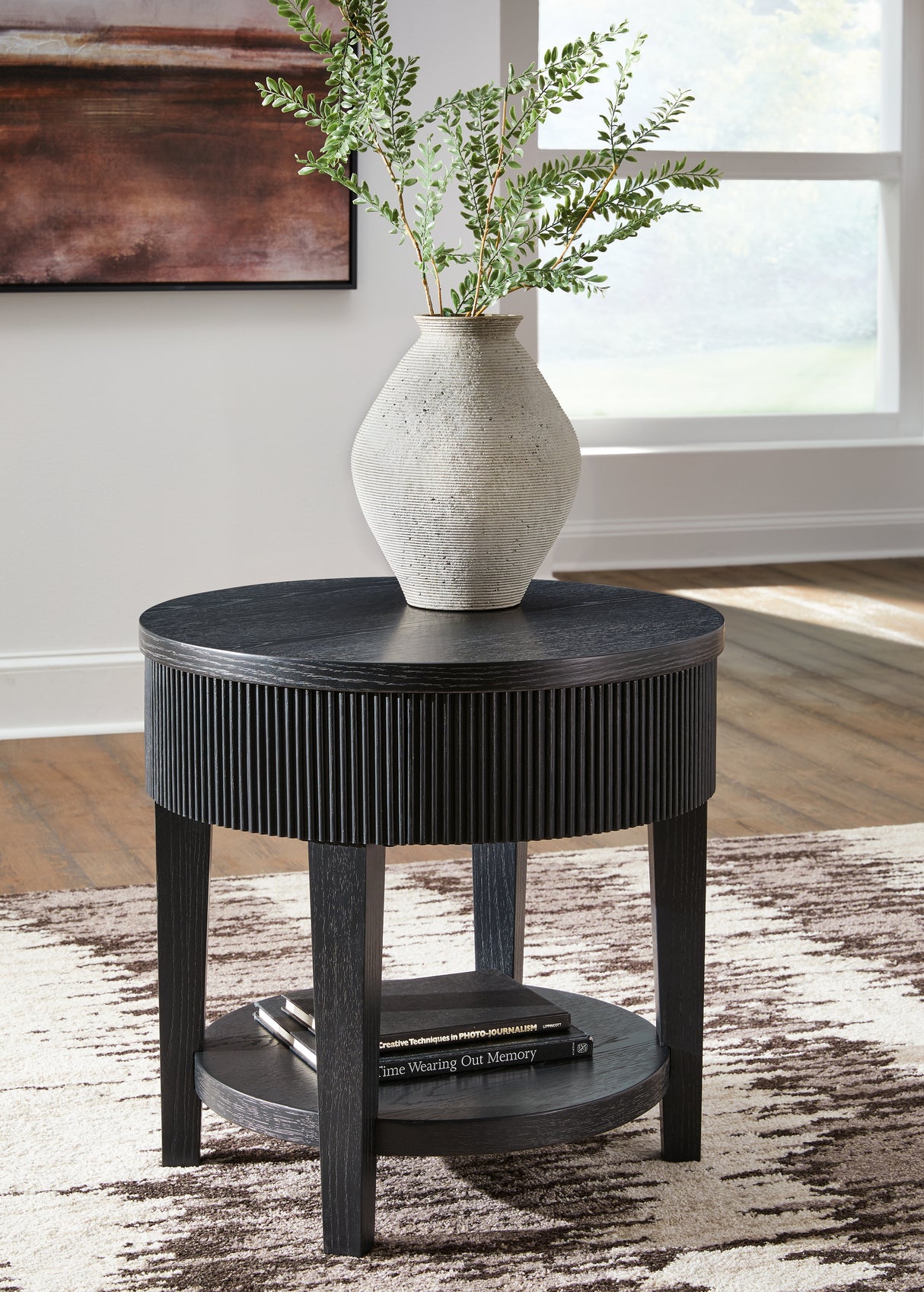Furniture City - MS - Ashley Furniture - Marstream End Table - Round End Table / Black - T551-6