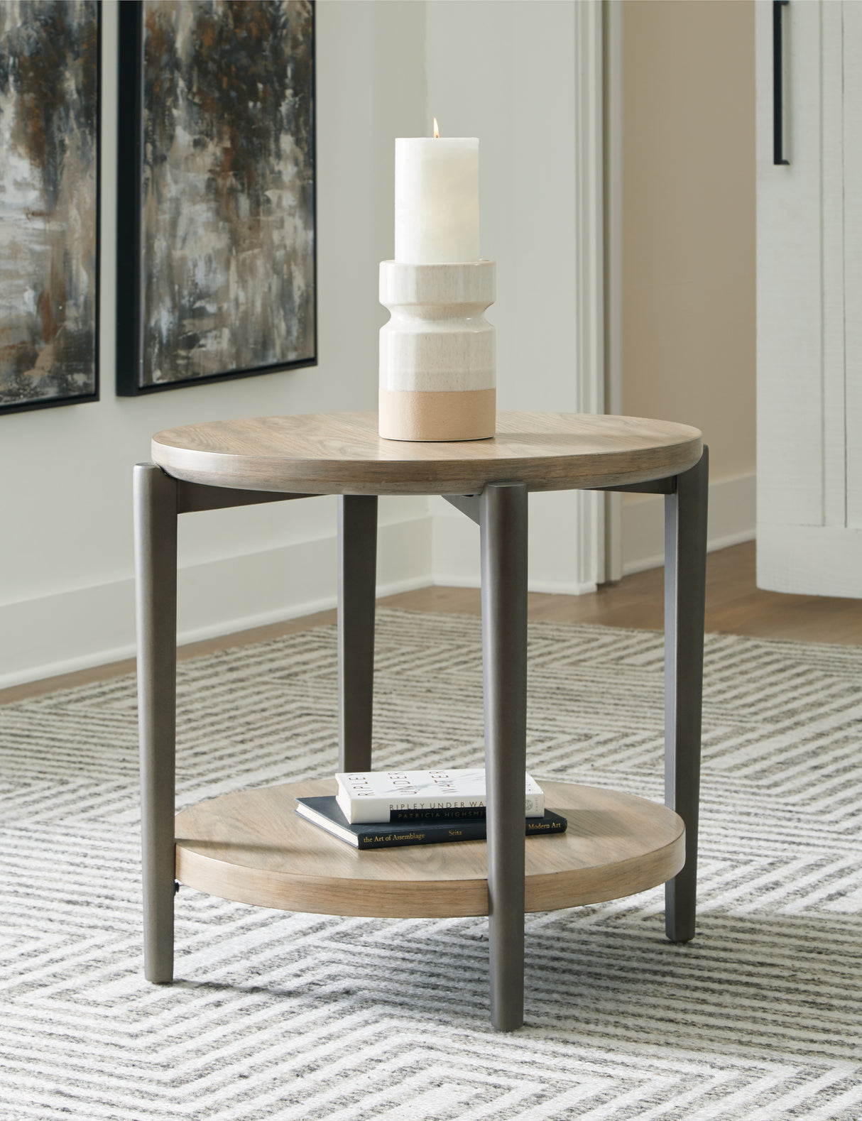 Furniture City - MS - Ashley Furniture - Dyonton End Table - Round End Table / Light Grayish Brown - T574-6