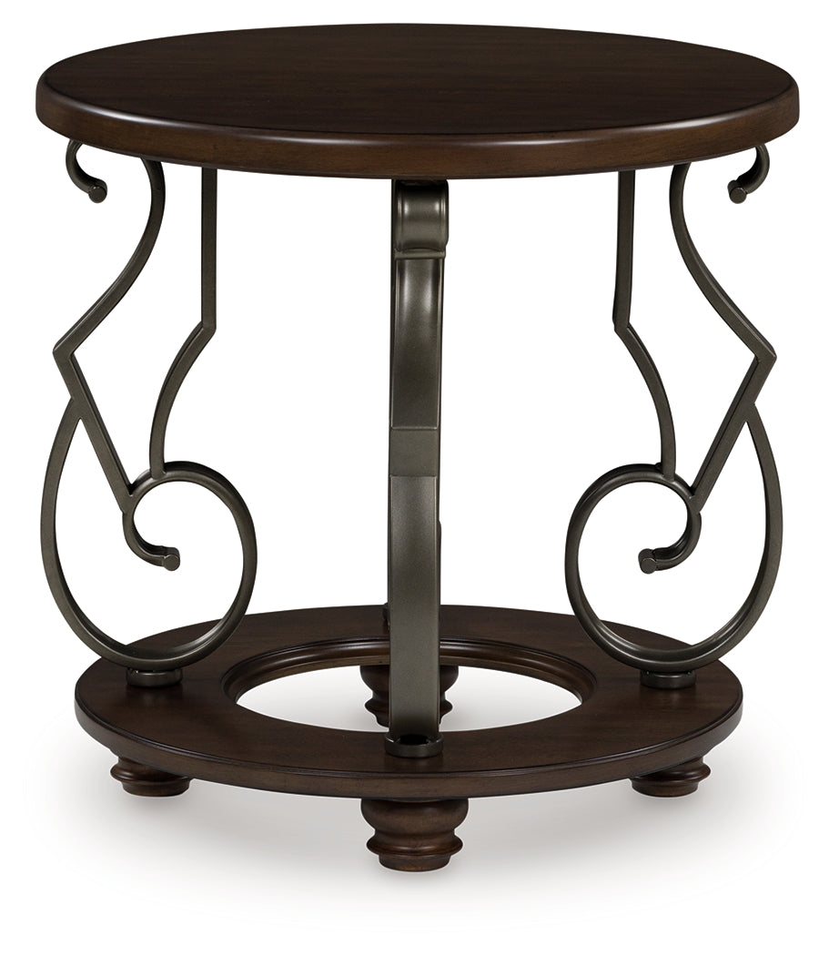 Furniture City - MS - Ashley Furniture - Frallyn End Table - Round End Table / Dark Brown - T623-6