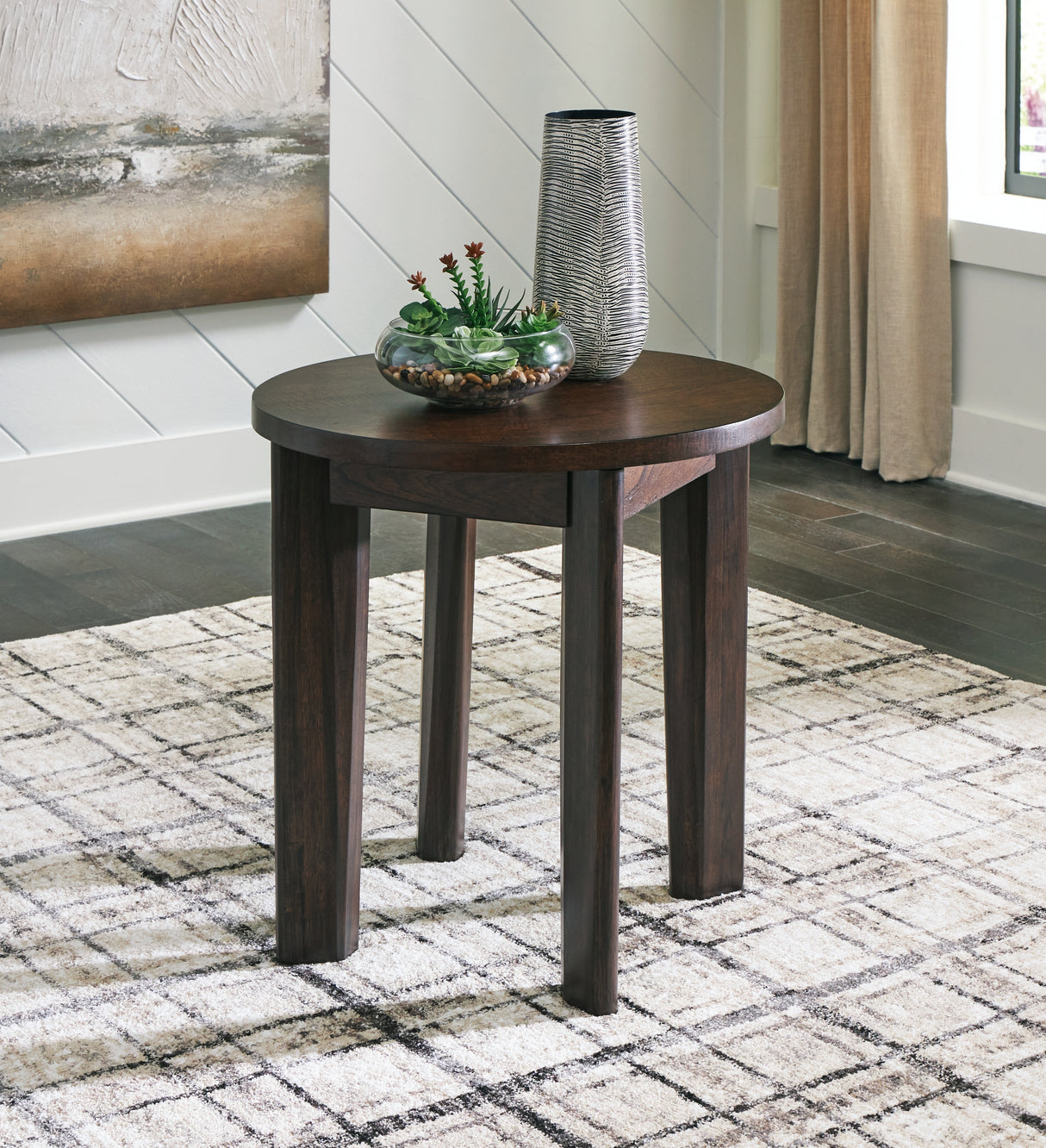 Furniture City - MS - Ashley Furniture - Korestone 2 End Table - Round End Table / Dark Brown - T657-6