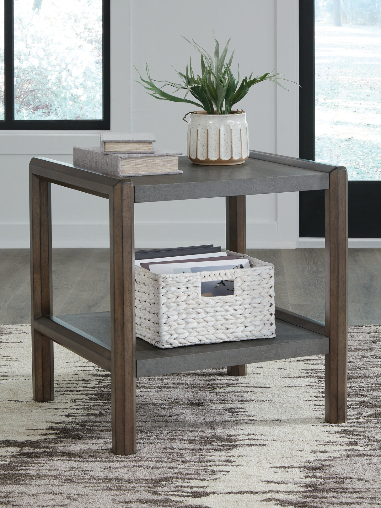 Furniture City - MS - Ashley Furniture - Kallenny End Table - Rectangular End Table / Brown/Gray - T669-3