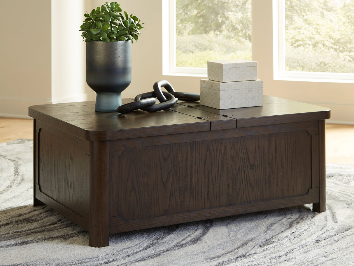 Furniture City - MS - Ashley Furniture - Breckington Coffee Table With Storage - Cocktail Table with Storage / Dark Brown - T678-20