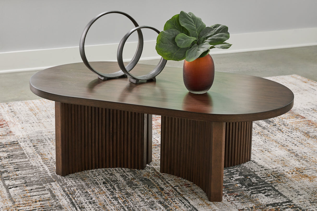 Furniture City - MS - Ashley Furniture - Korestone Coffee Table - Rectangular Cocktail Table / Dark Brown - T438-1