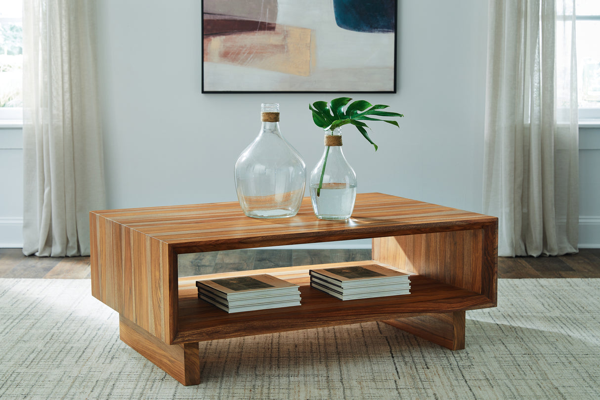 Furniture City - MS - Ashley Furniture - Dressonni Coffee Table - Rectangular Cocktail Table / Brown - T690-1