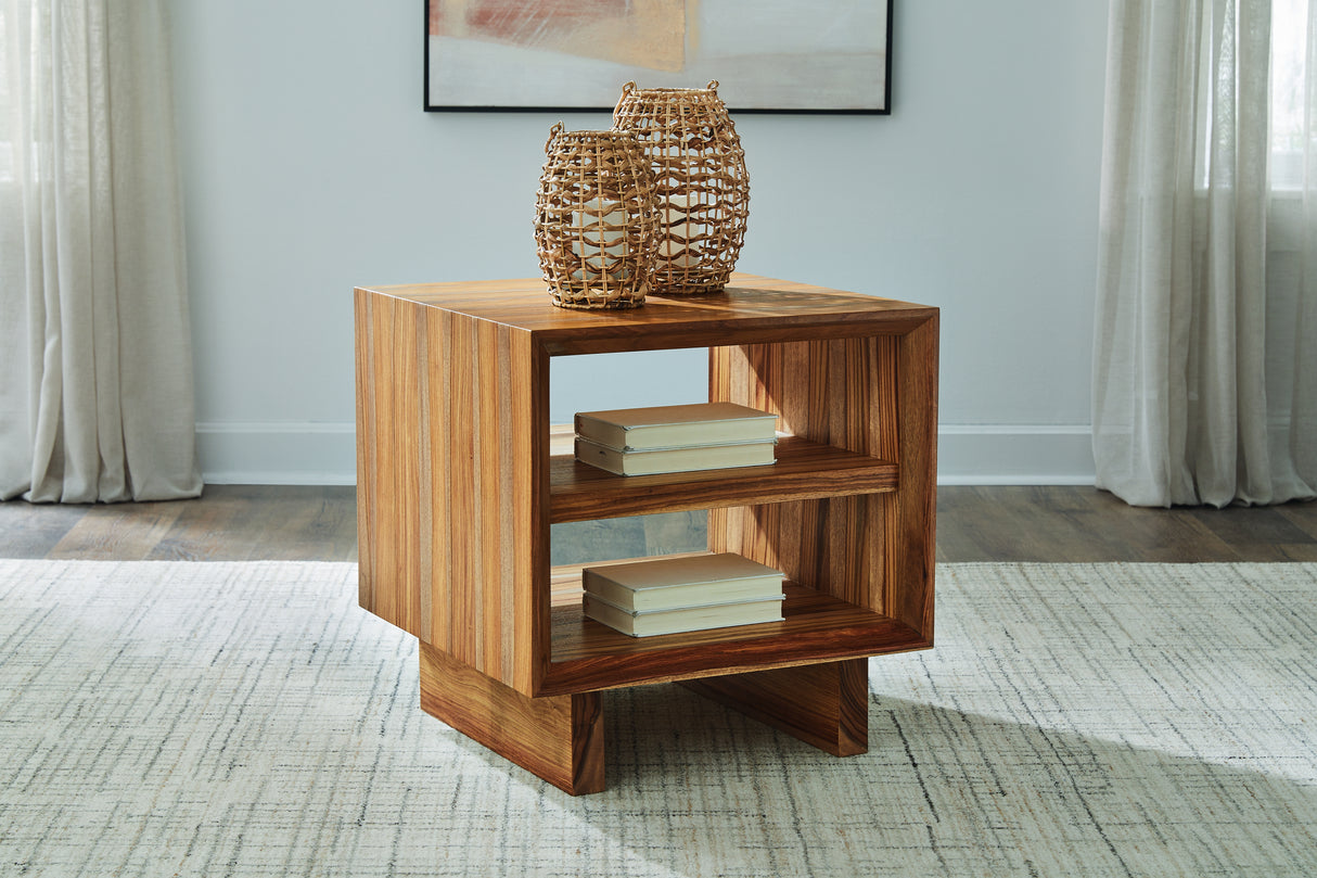 Furniture City - MS - Ashley Furniture - Dressonni End Table - Square End Table / Brown - T690-2