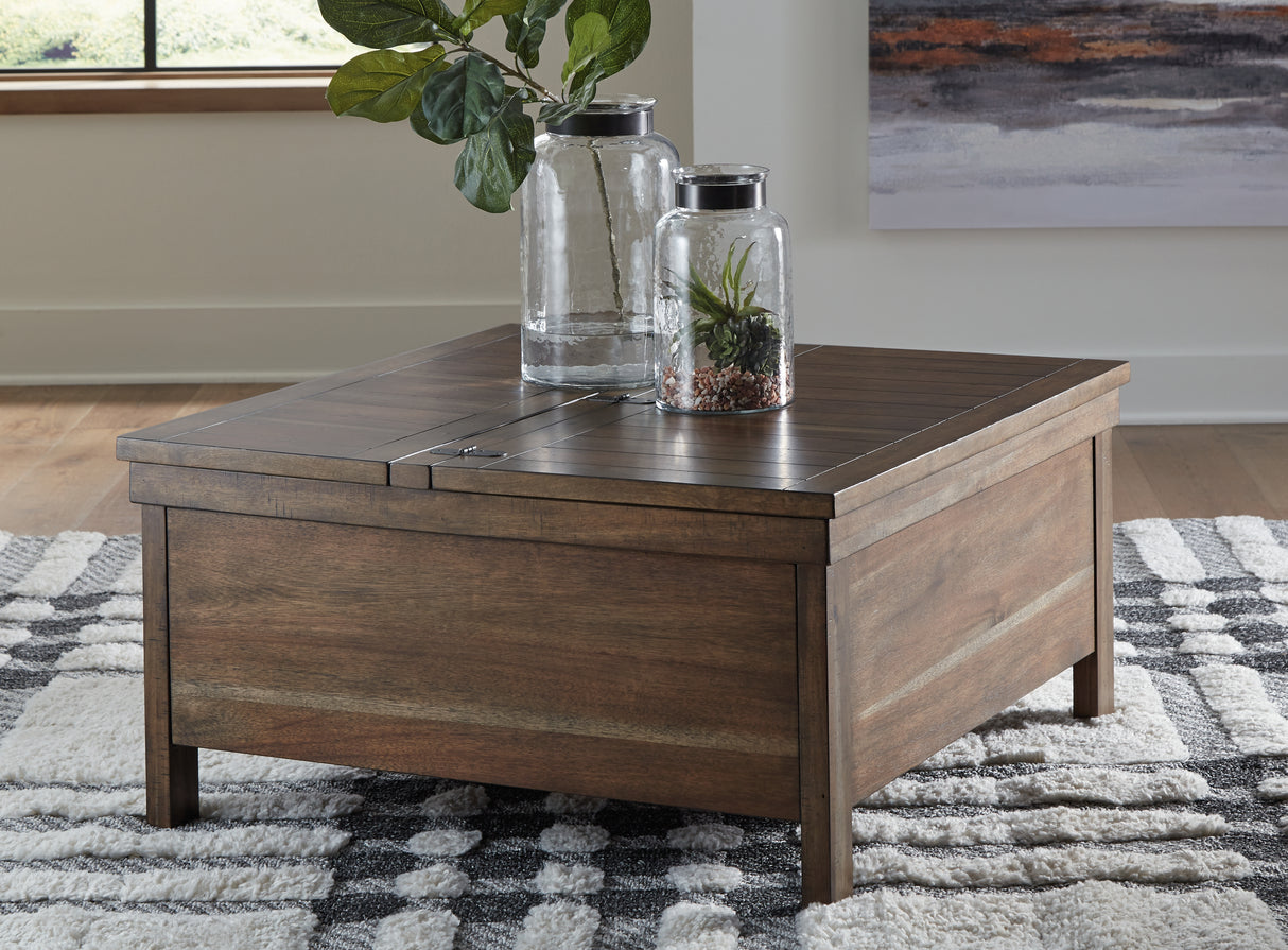 Furniture City - MS - Ashley Furniture - Moriville Lift-Top Coffee Table - Lift Top Cocktail Table / Grayish Brown - T731-9