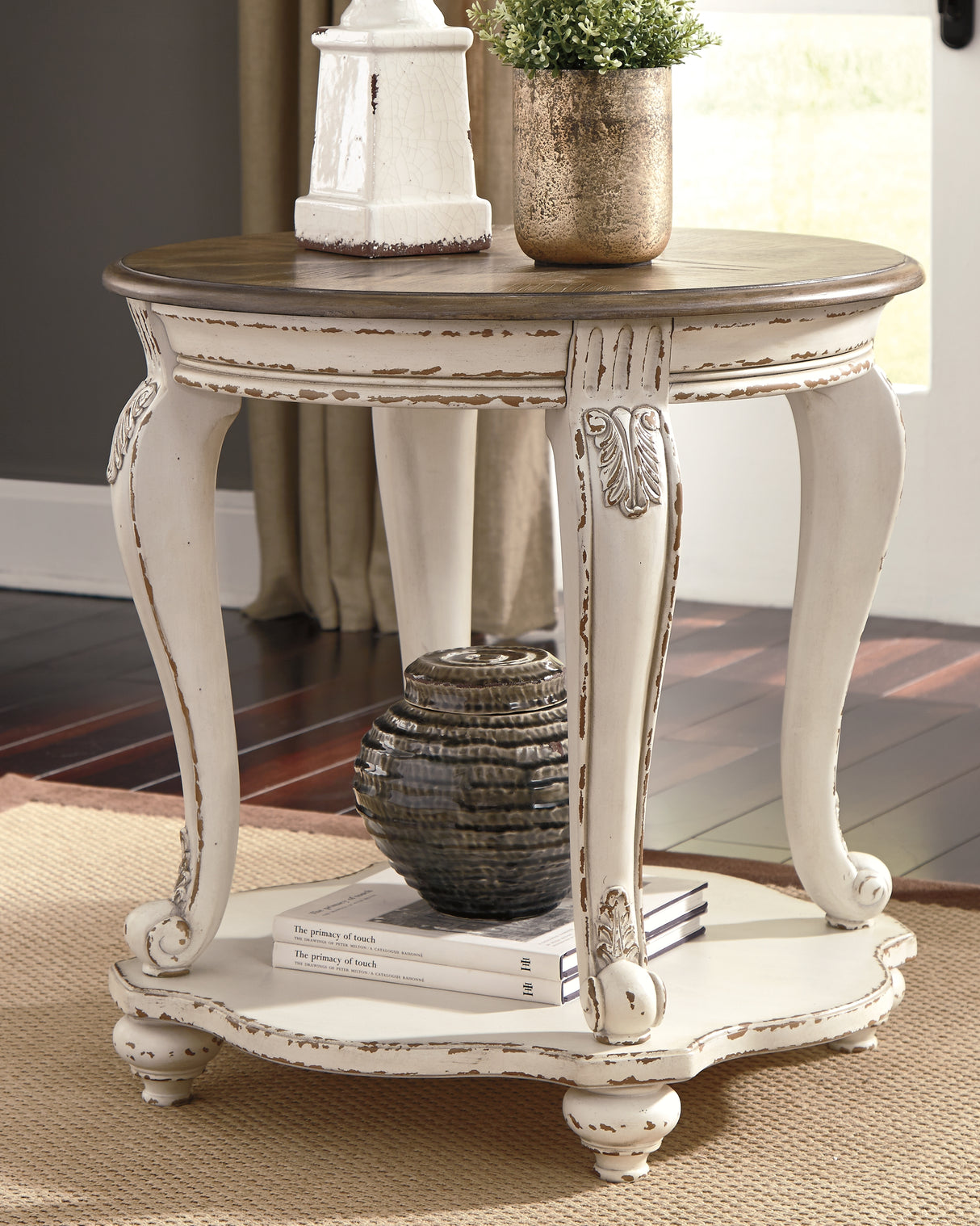 Furniture City - MS - Ashley Furniture - Realyn End Table - Round End Table / White/Brown - T743-6