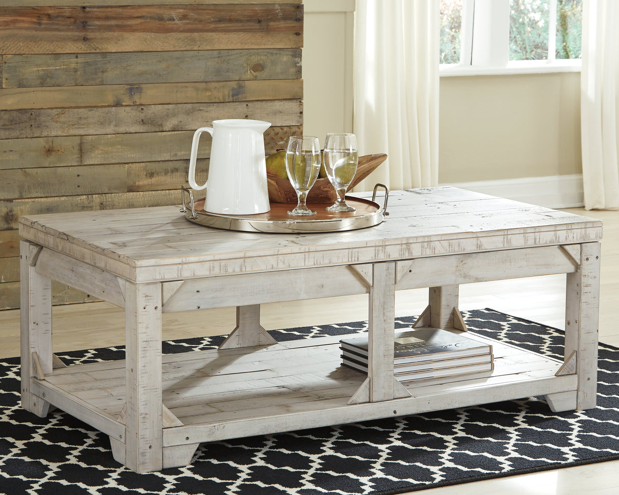 Furniture City - MS - Ashley Furniture - Fregine Coffee Table with Lift Top - Lift Top Cocktail Table / Whitewash - T755-9