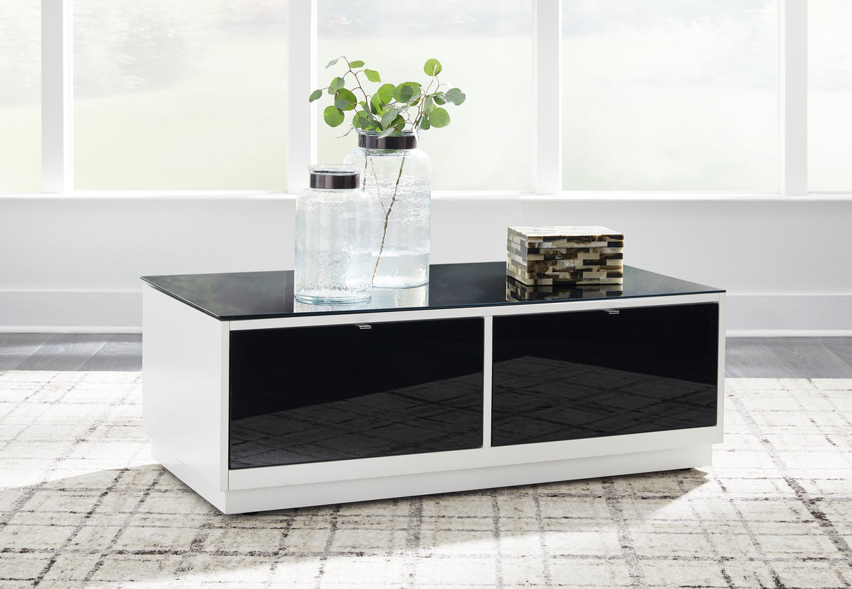 Furniture City - MS - Ashley Furniture - Gardoni Coffee Table - Rectangular Cocktail Table / White/Black - T756-1