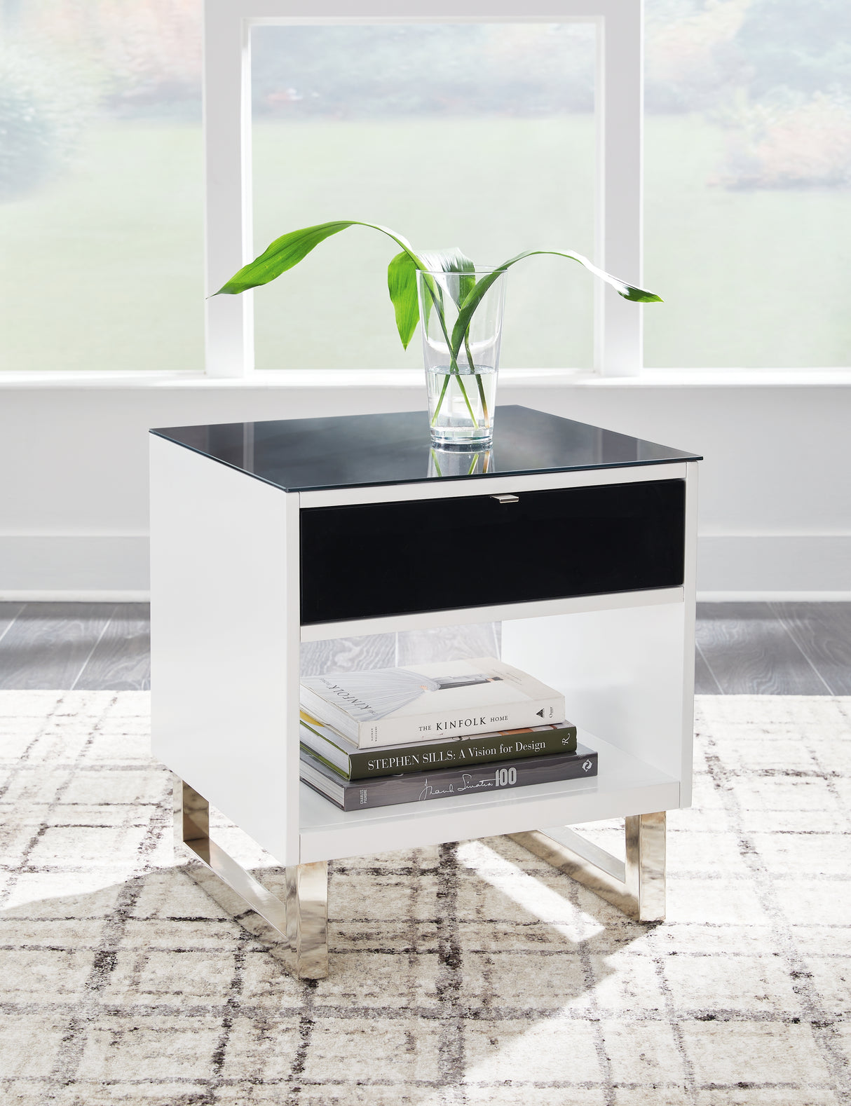 Furniture City - MS - Ashley Furniture - Gardoni End Table - Rectangular End Table / White/Black - T756-3
