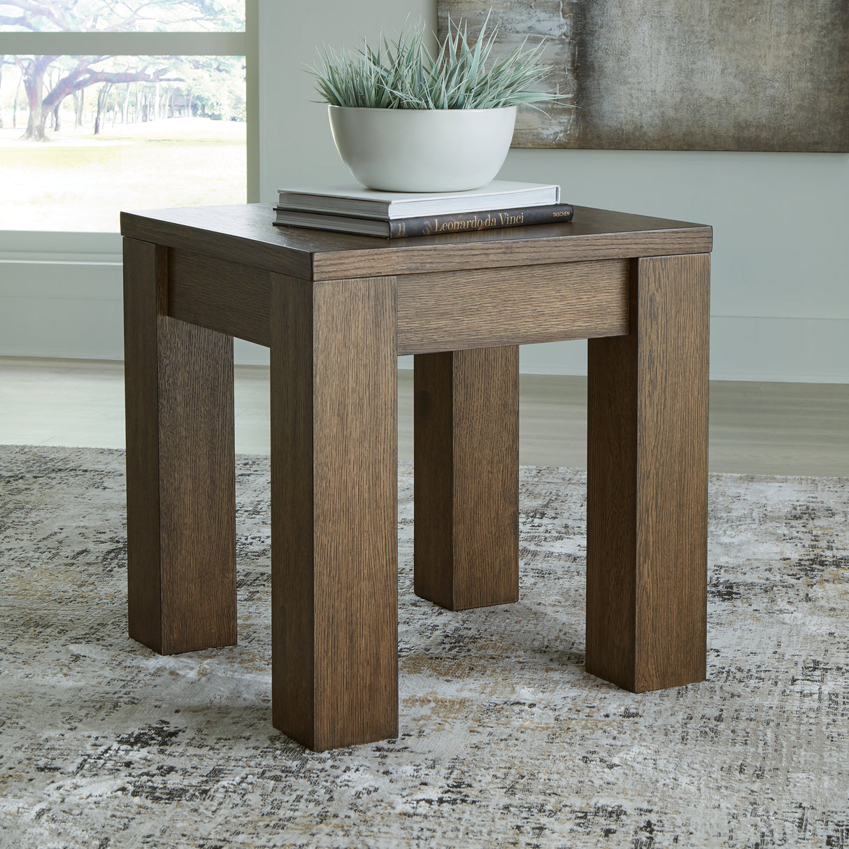 Furniture City - MS - Ashley Furniture - Rosswain End Table - Square End Table / Warm Brown - T763-2