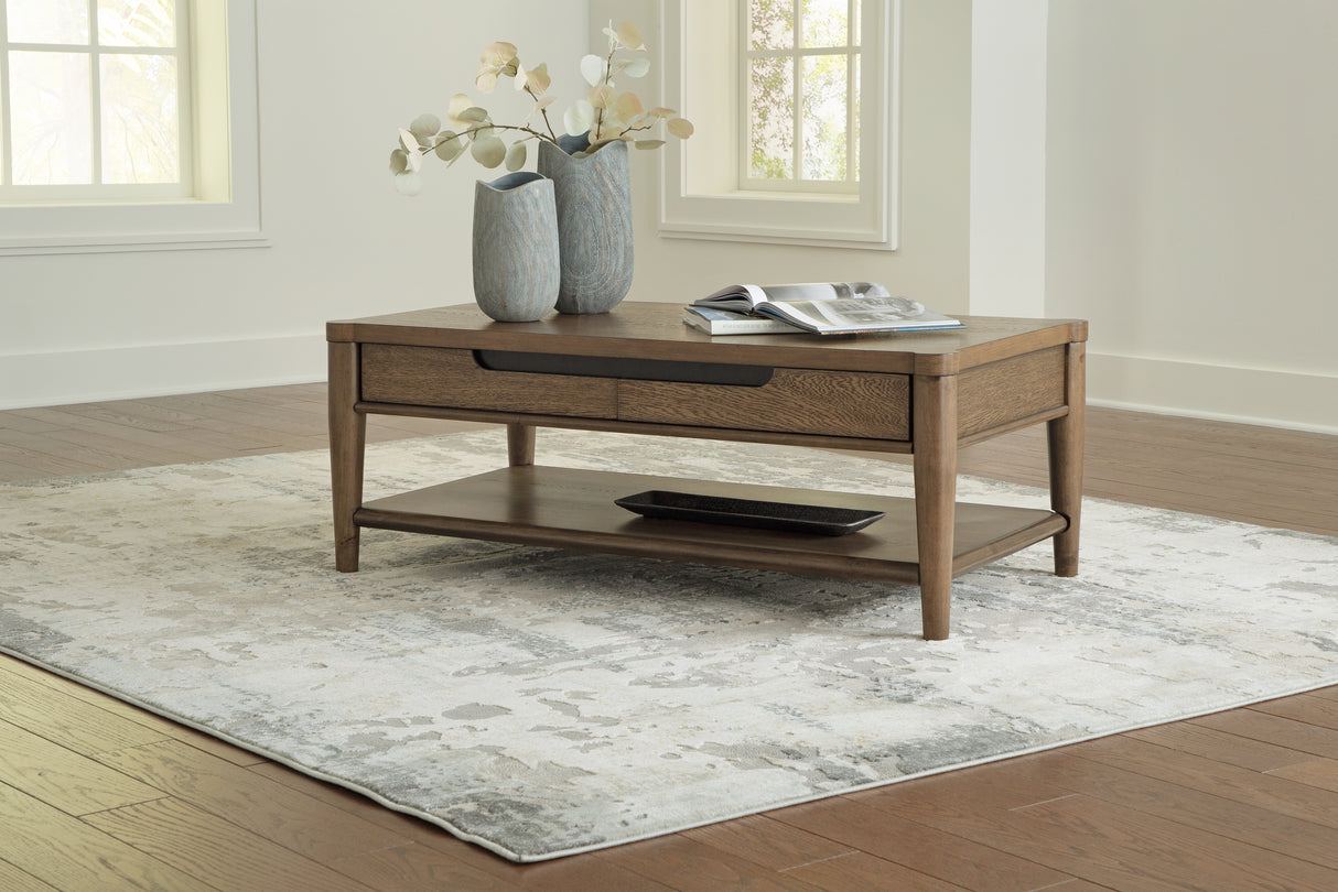 Furniture City - MS - Ashley Furniture - Roanhowe Coffee Table - Rectangular Cocktail Table / Brown - T769-1
