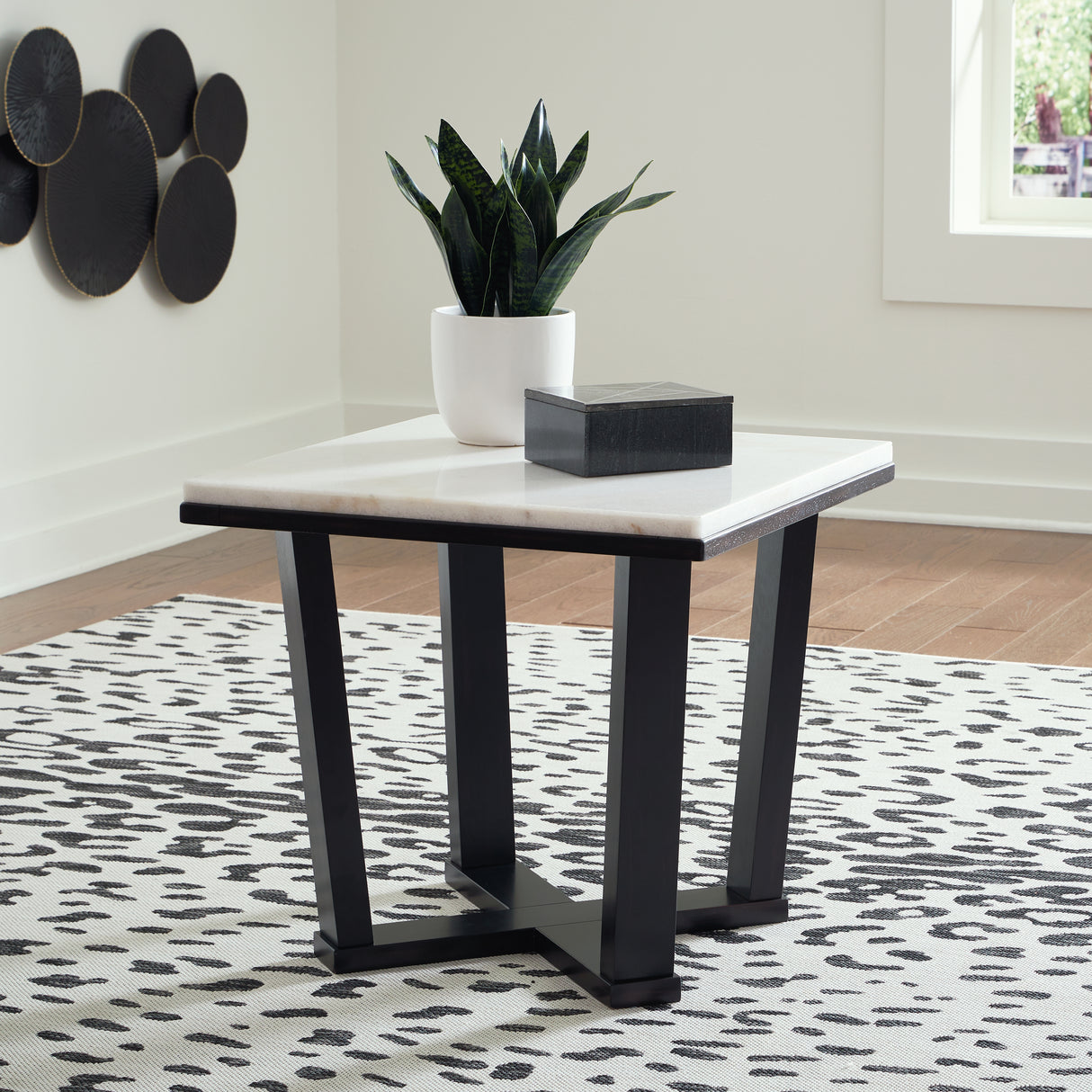 Furniture City - MS - Ashley Furniture - Fostead End Table - Square End Table / White/Espresso - T770-2