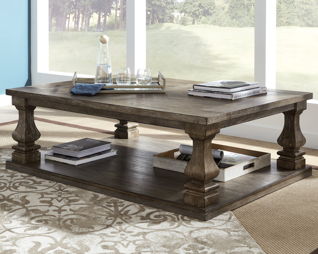 Furniture City - MS - Ashley Furniture - Johnelle Coffee Table - Rectangular Cocktail Table / Gray - T776-1