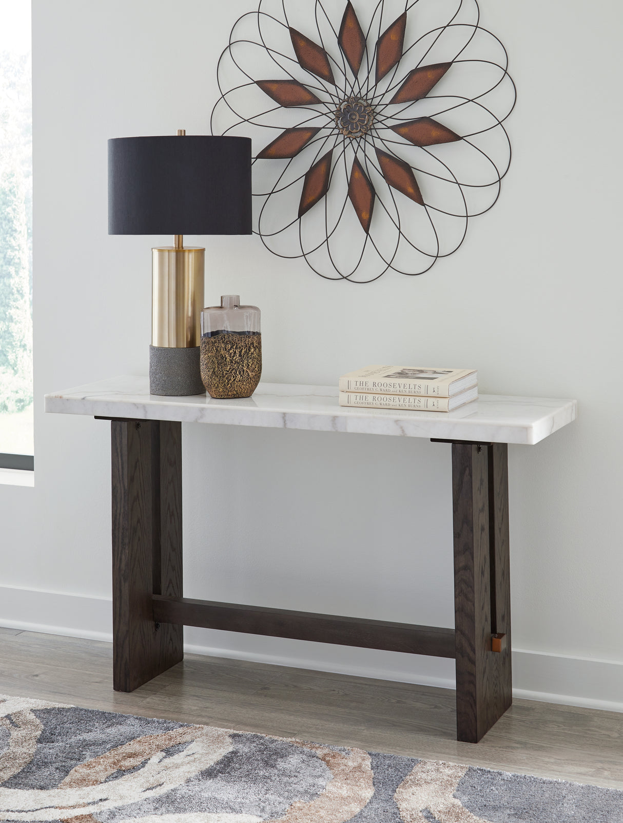 Furniture City - MS - Ashley Furniture - Burkhaus Sofa Table - Sofa Table / White/Dark Brown - T779-4