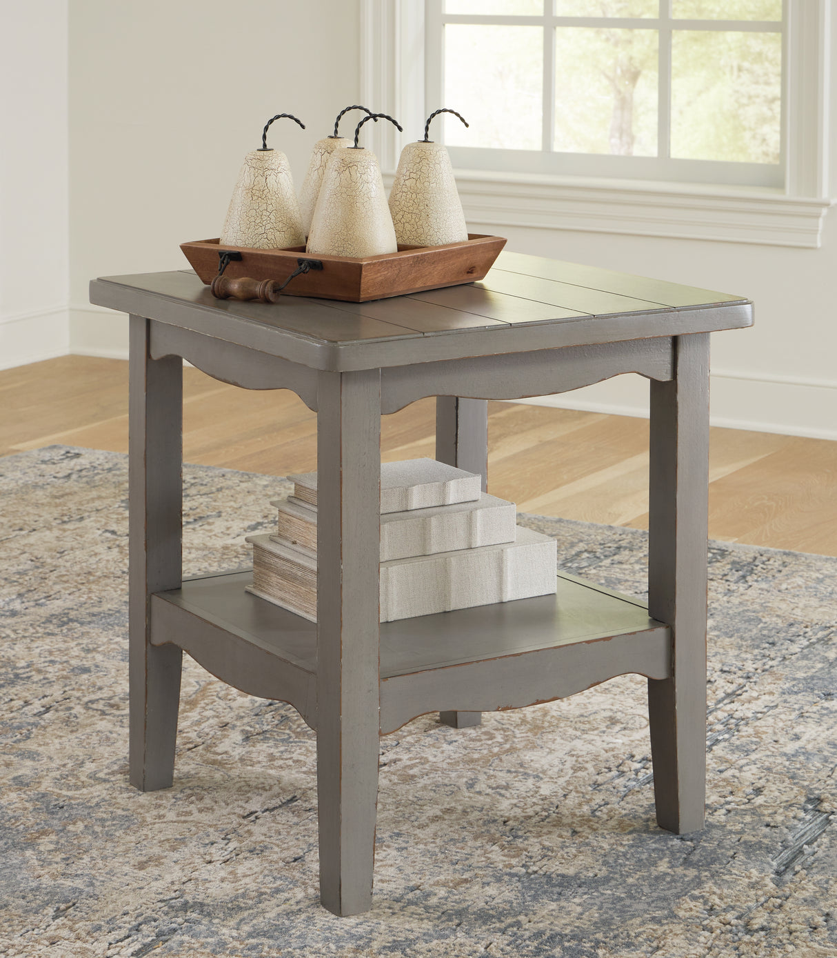 Furniture City - MS - Ashley Furniture - Charina End Table - Square End Table / Antique Gray - T784-2