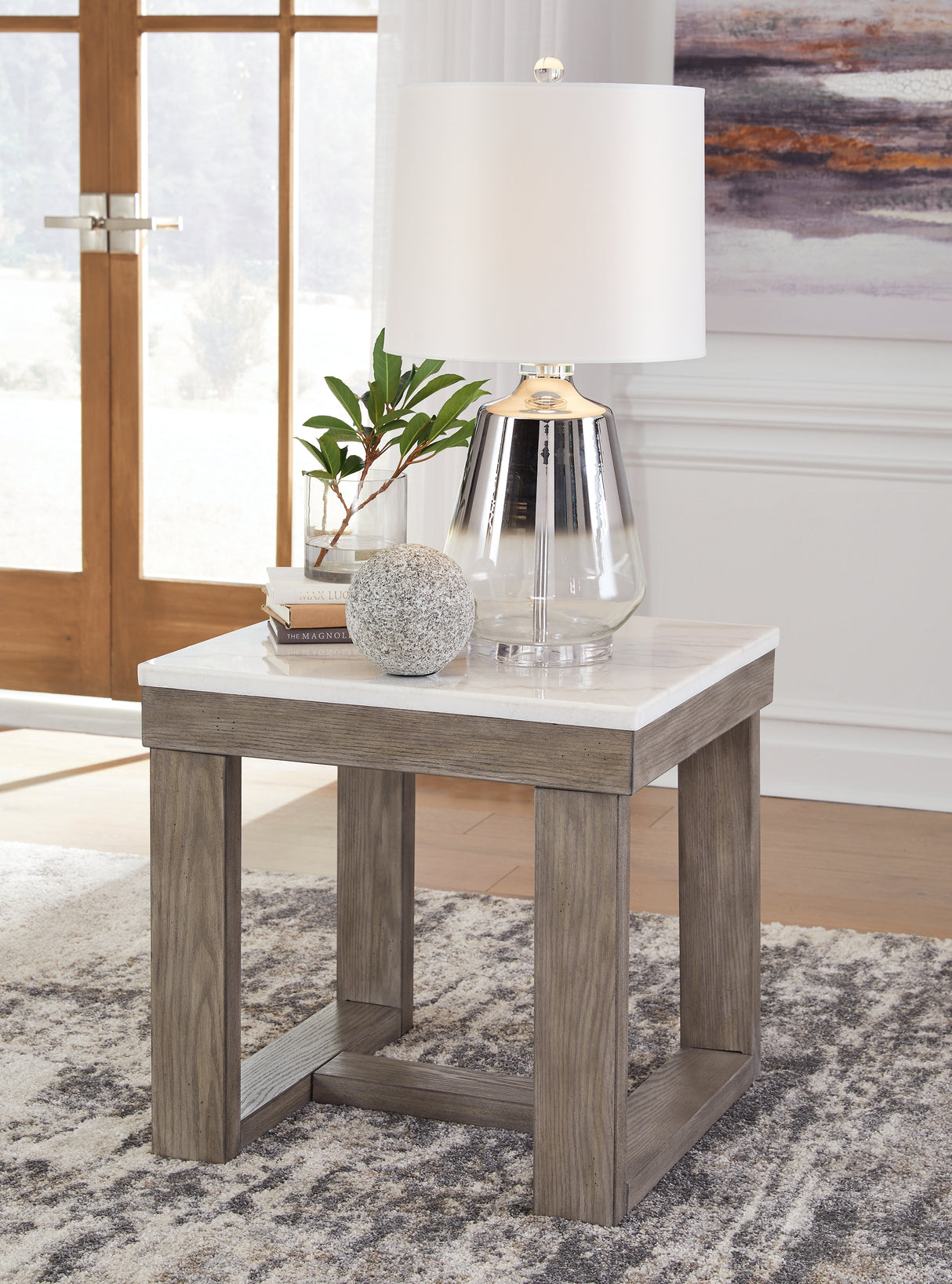 Furniture City - MS - Ashley Furniture - Loyaska End Table - Rectangular End Table / Grayish Brown/White - T854-3