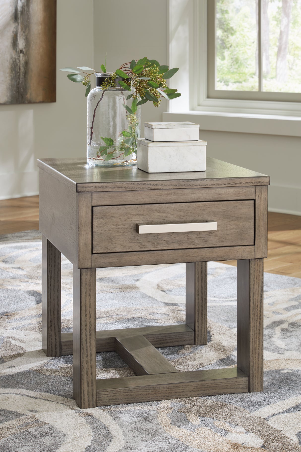 Furniture City - MS - Ashley Furniture - Loyaska End Table - Rectangular End Table / Grayish Brown/White - T854-3