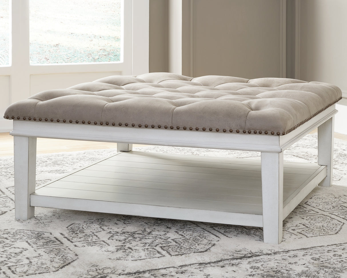 Furniture City - MS - Ashley Furniture - Kanwyn Upholstered Ottoman Coffee Table - UPH Ottoman Cocktail Table / Whitewash - T937-21