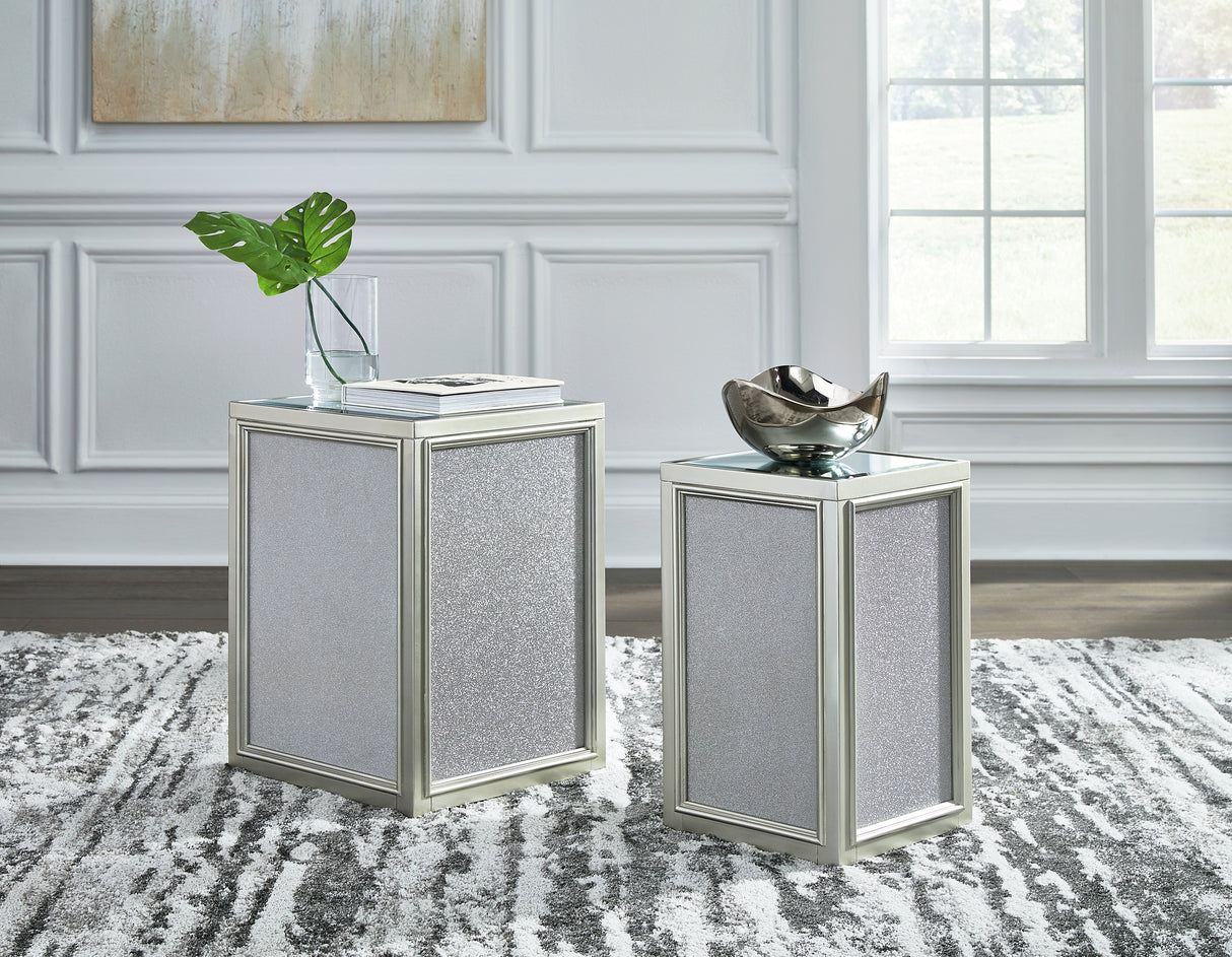Furniture City - MS - Ashley Furniture - Traleena Nesting End Table (Set of 2) - Nesting End Tables (Set of 2) / Silver Finish - T957-16