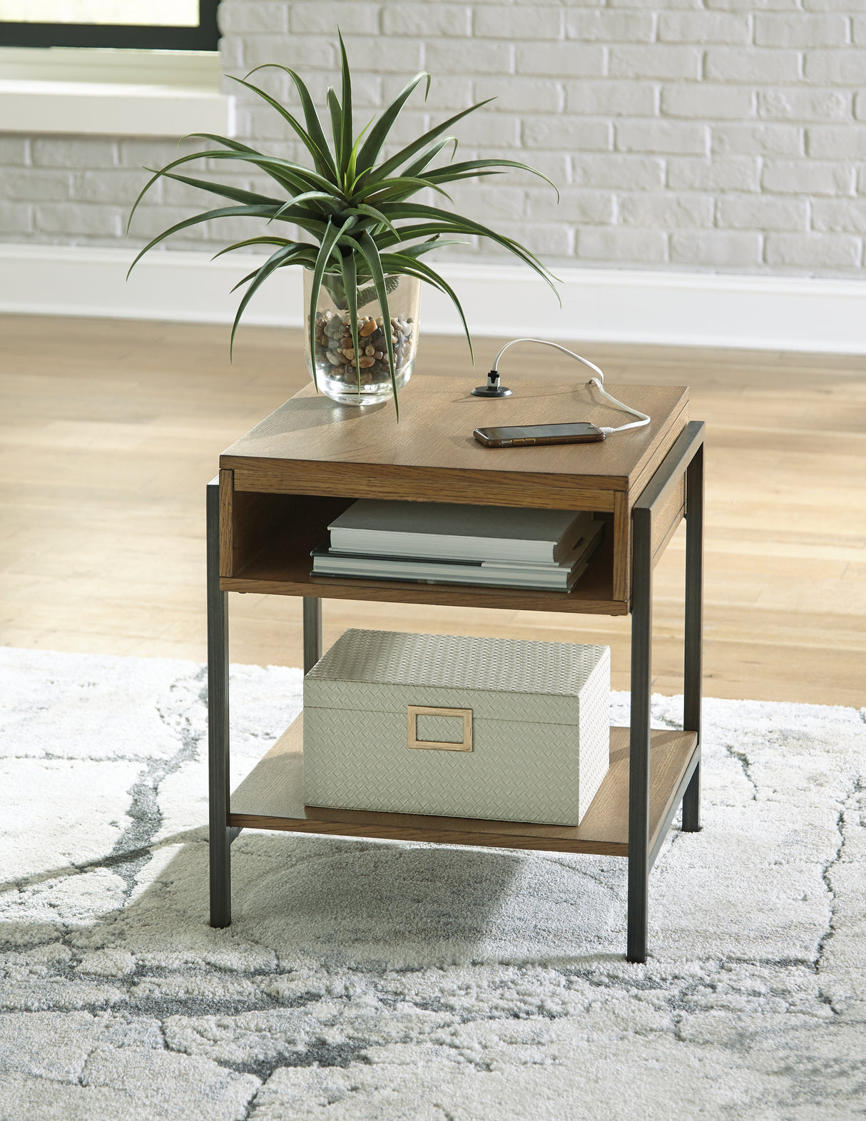 Furniture City - MS - Ashley Furniture - Fridley End Table - Rectangular End Table / Brown/Black - T964-3