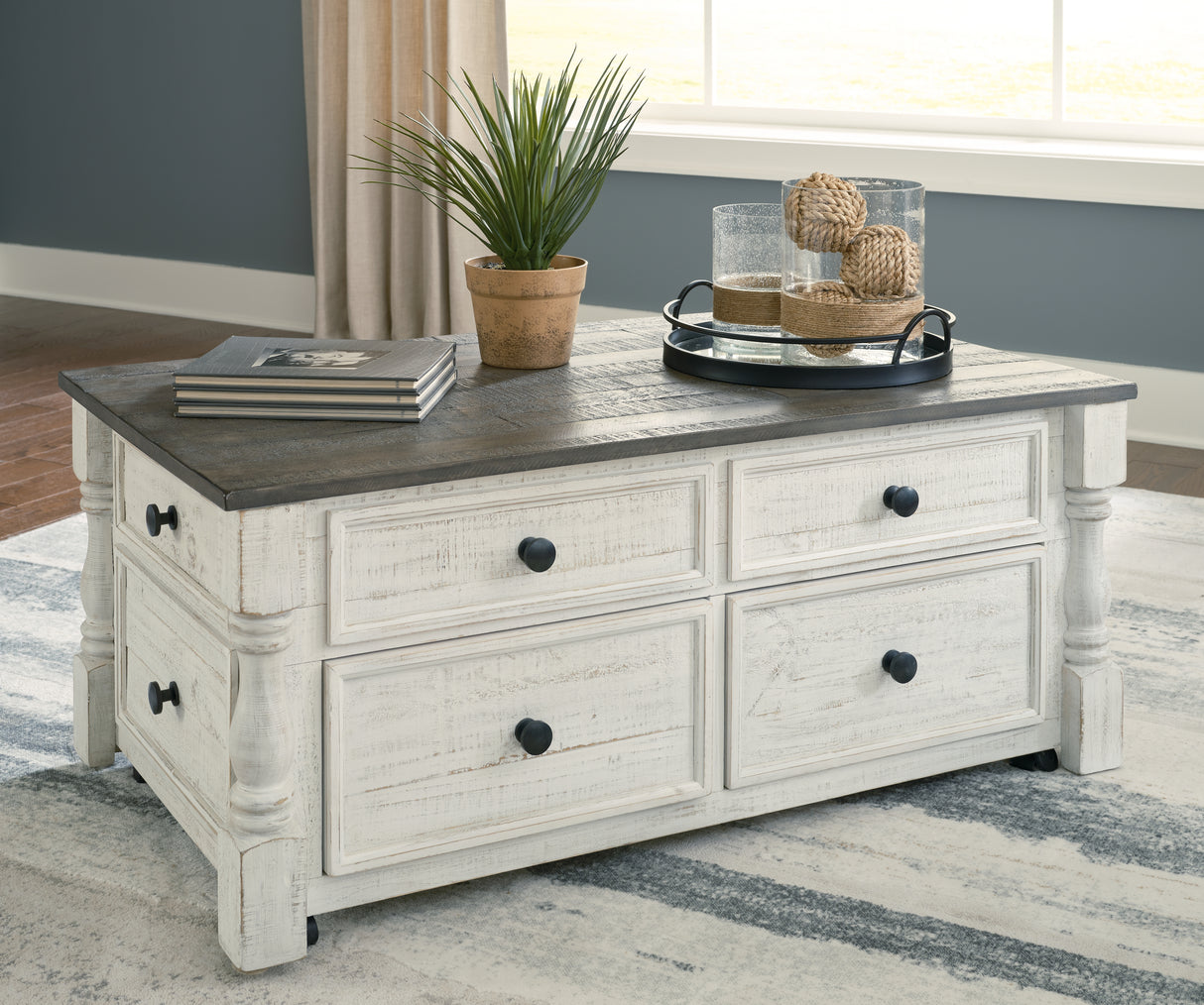 Furniture City - MS - Ashley Furniture - Havalance Lift-Top Coffee Table - Lift Top Cocktail Table / White/Gray - T994-20