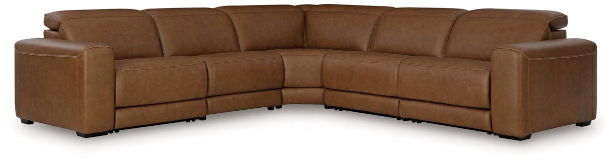 Furniture City - MS - Ashley Furniture - Magic Man Sectional - 6-Piece Power Reclining Sectional with Console / Caramel - PCU10700S8