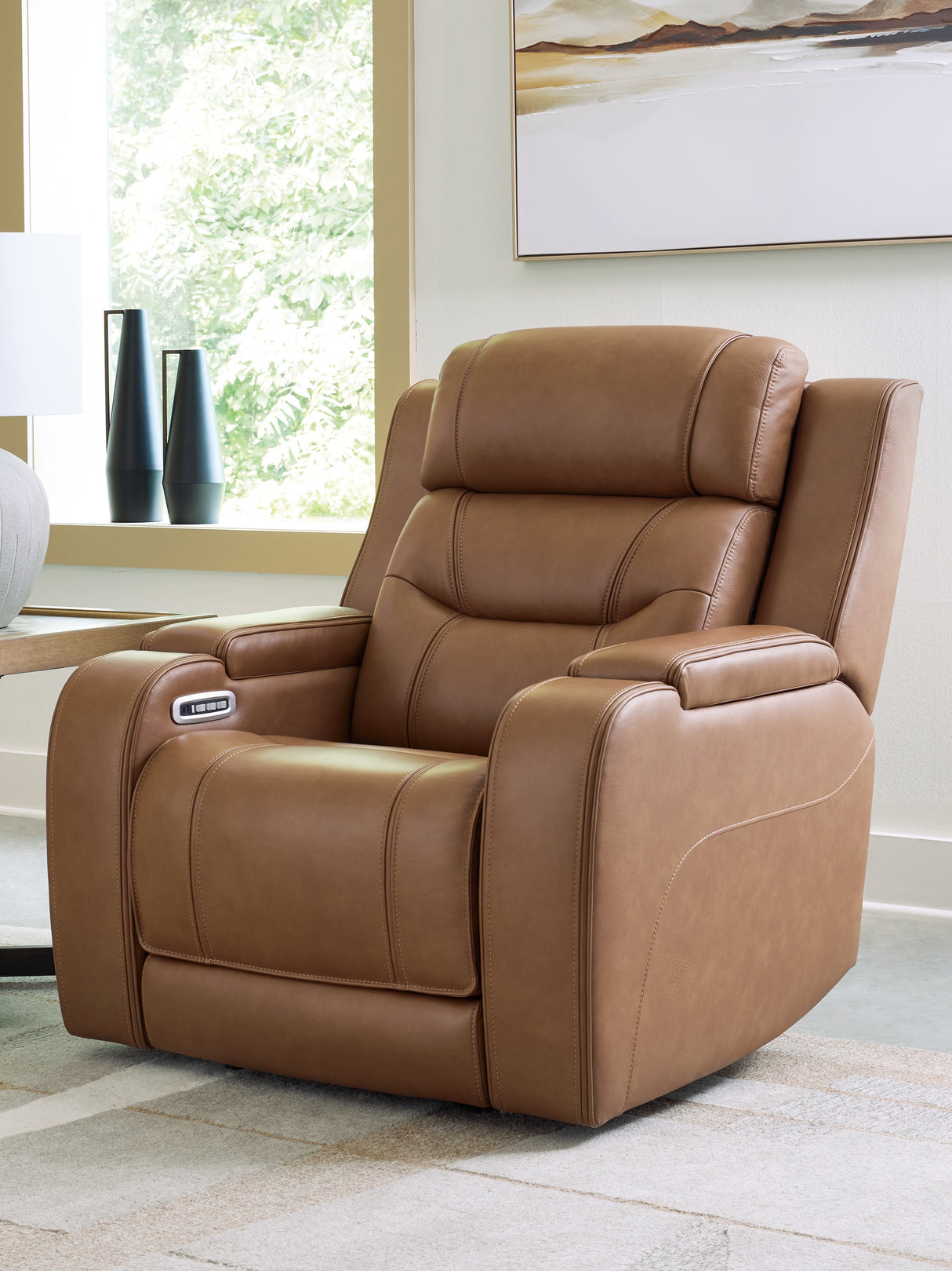 Furniture City - MS - Ashley Furniture - Knightington Living Room - Power Recliner w/Audio Seating / Caramel - PCU1160013A